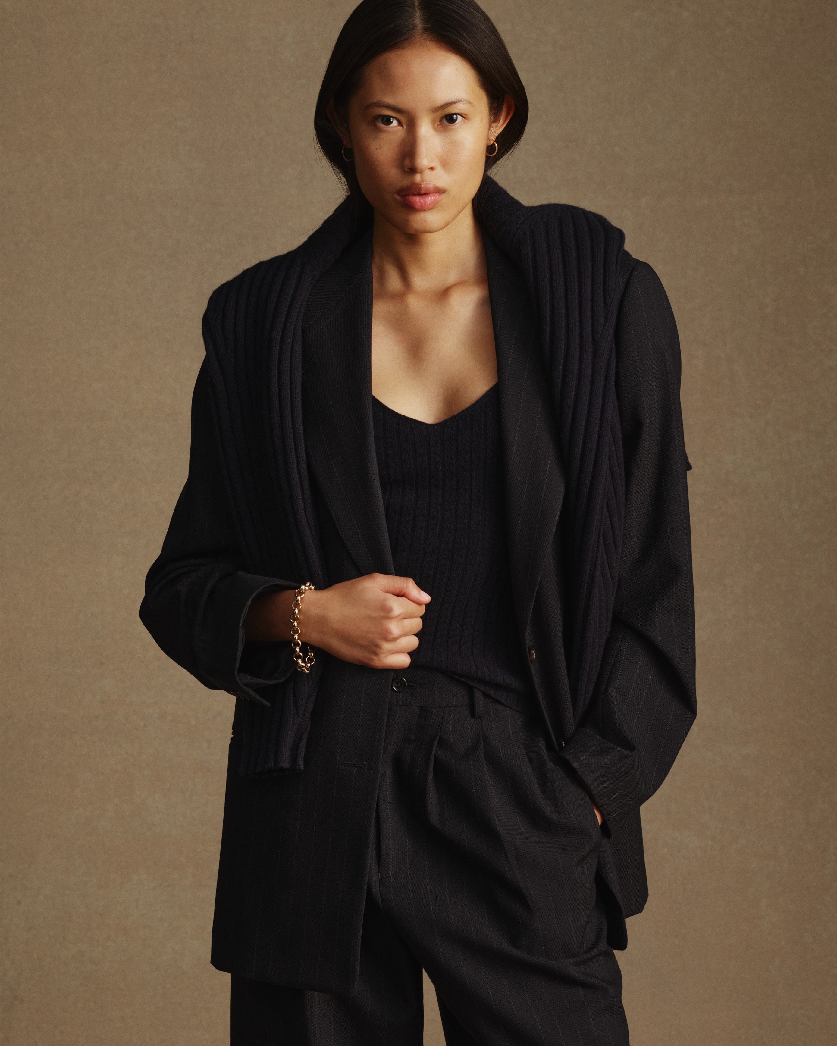Ava Blazer - Navy Pinstripe