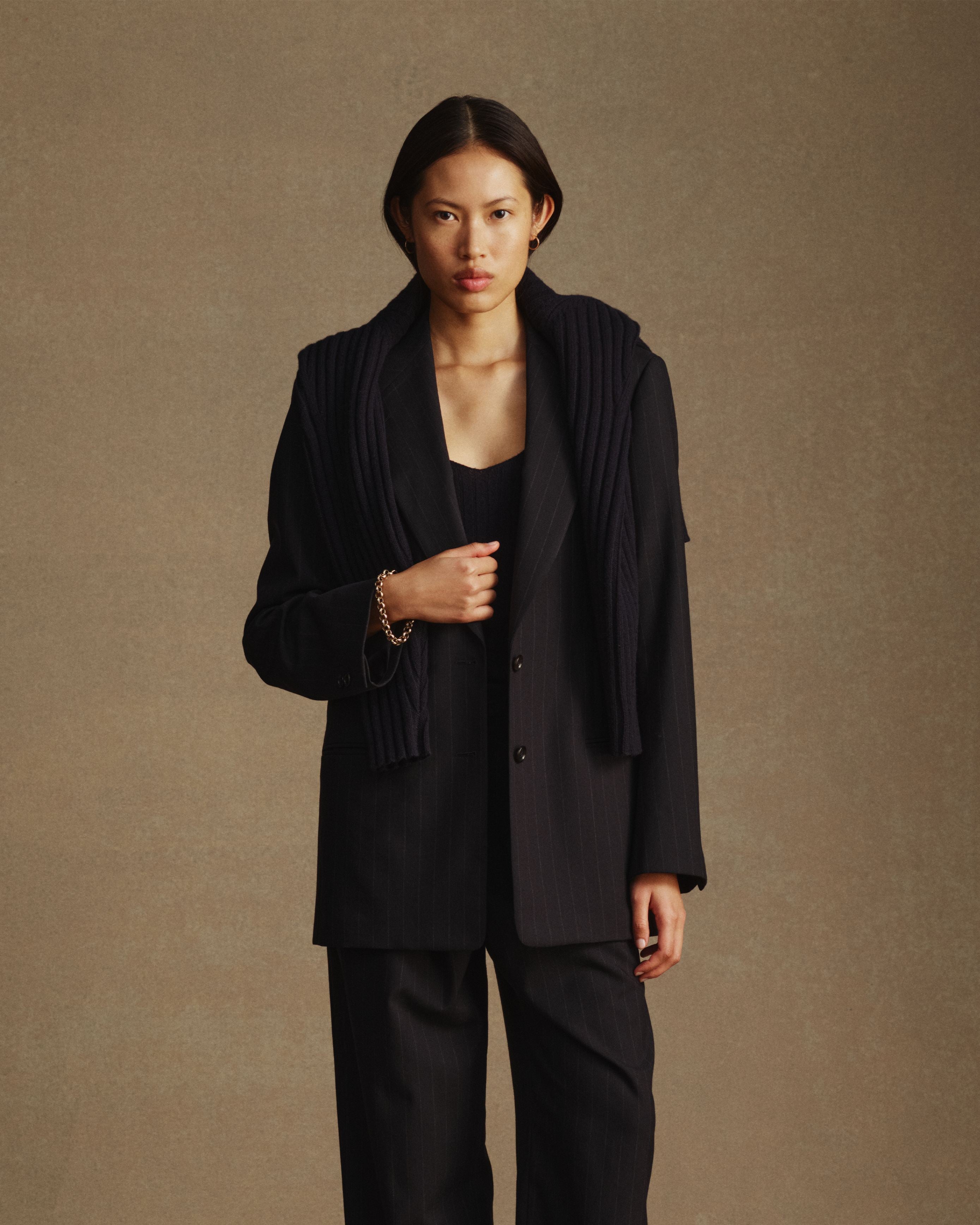 Ava Blazer - Navy Pinstripe