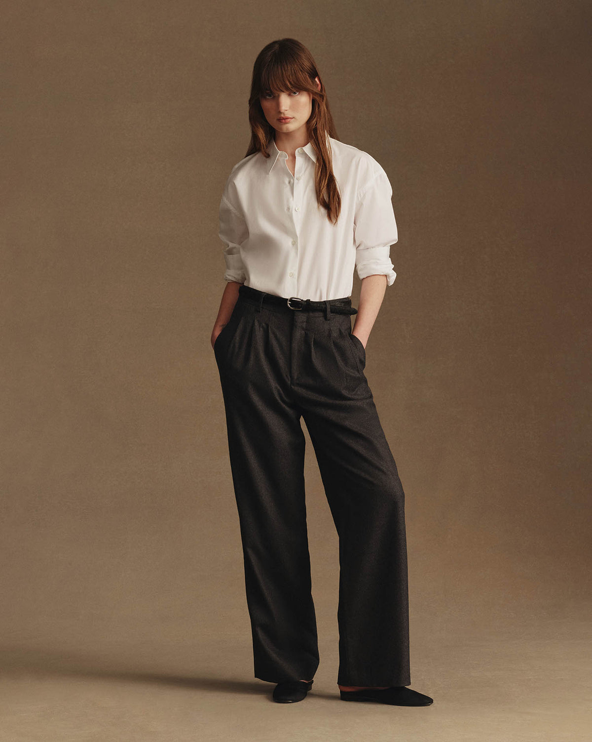 Ava Pleated Trouser - Dark Grey