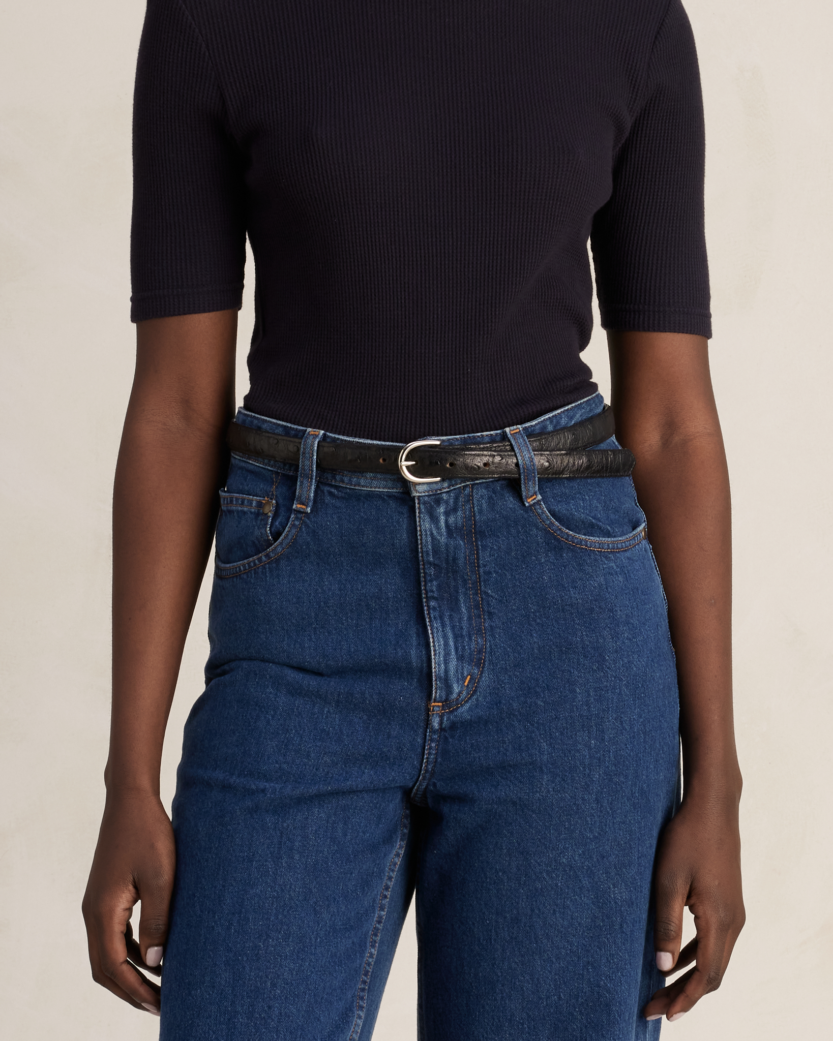 Ostrich Belt 20mm - Black