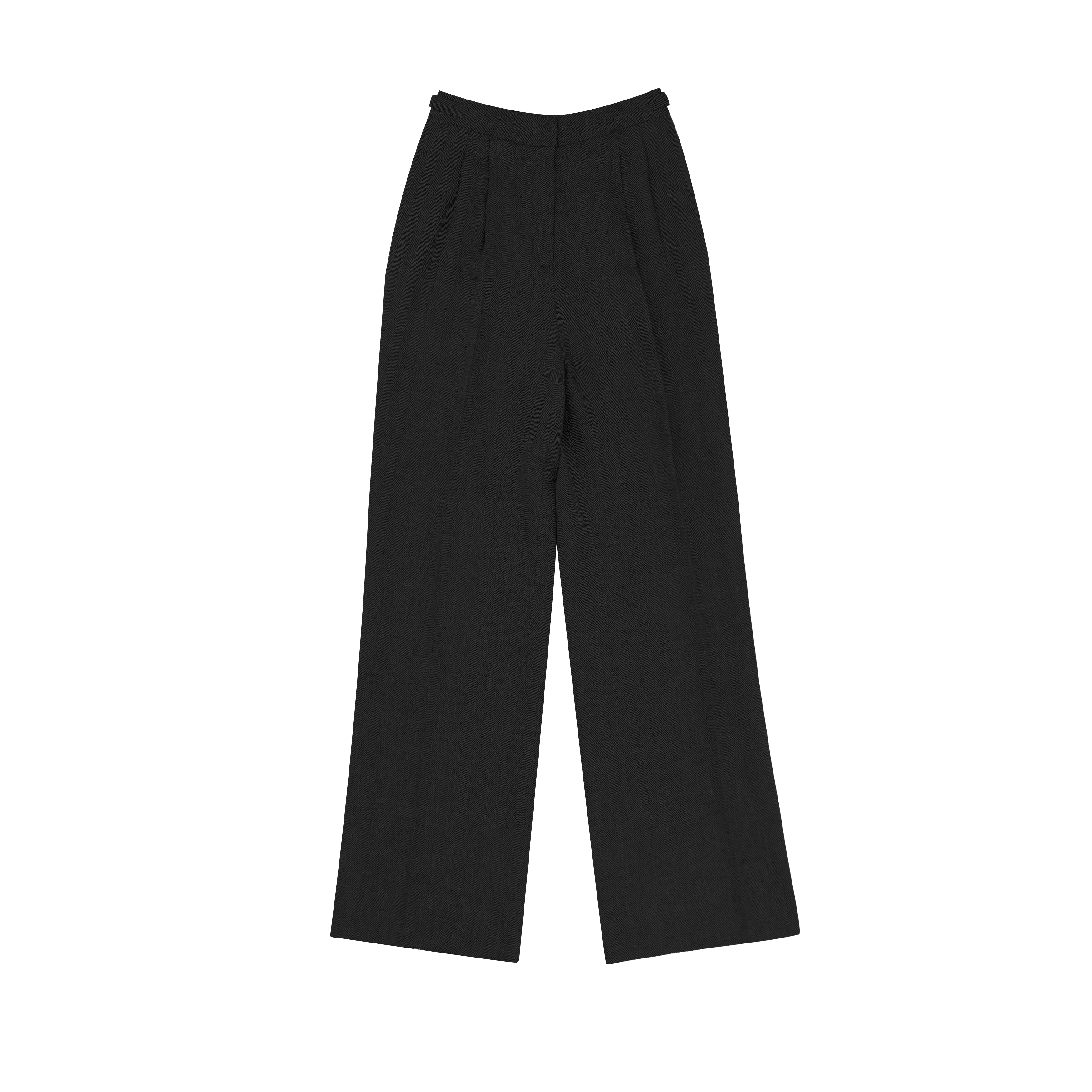 Black Herringbone Perriand Trousers