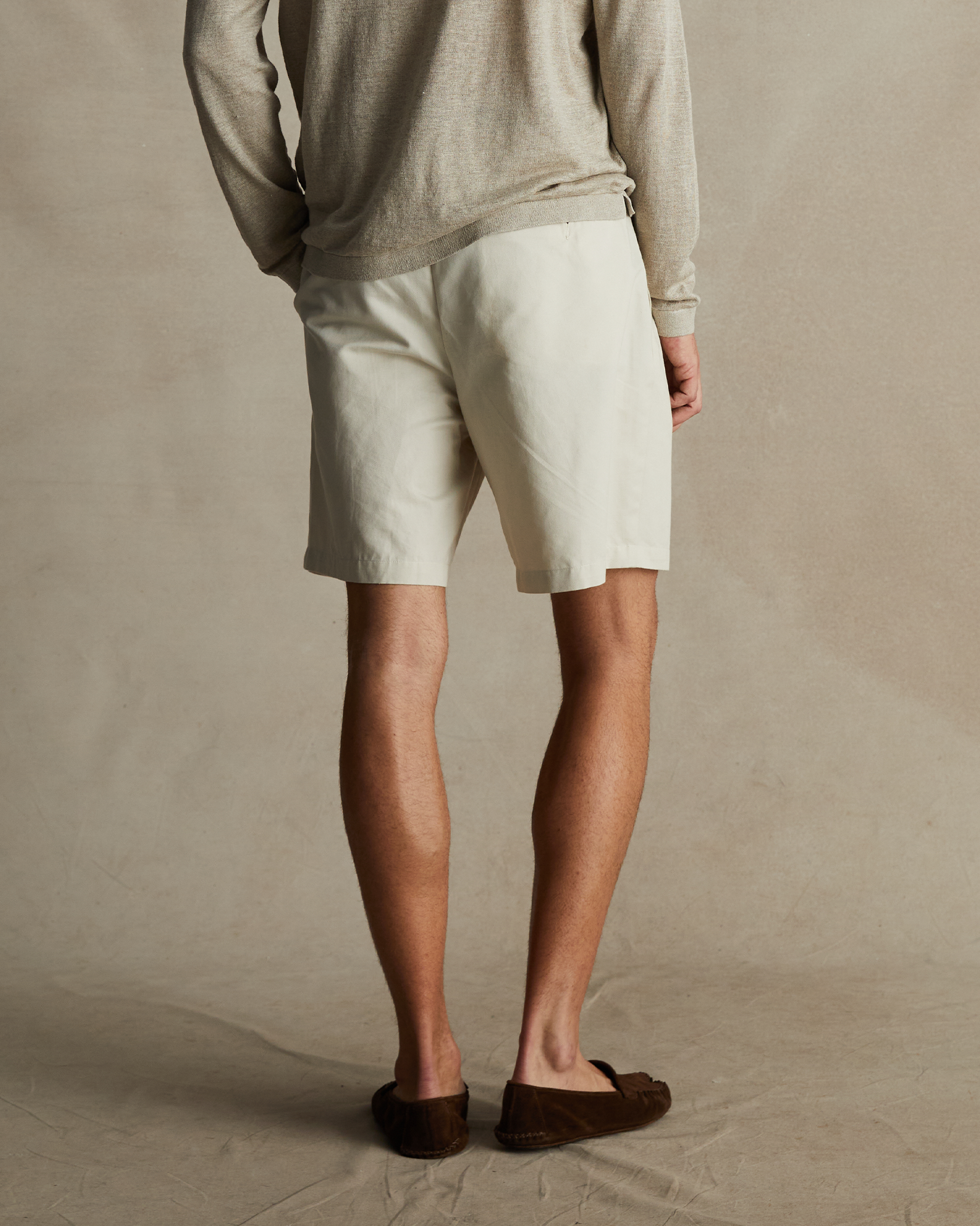 Flat Front Chino Shorts - Beige