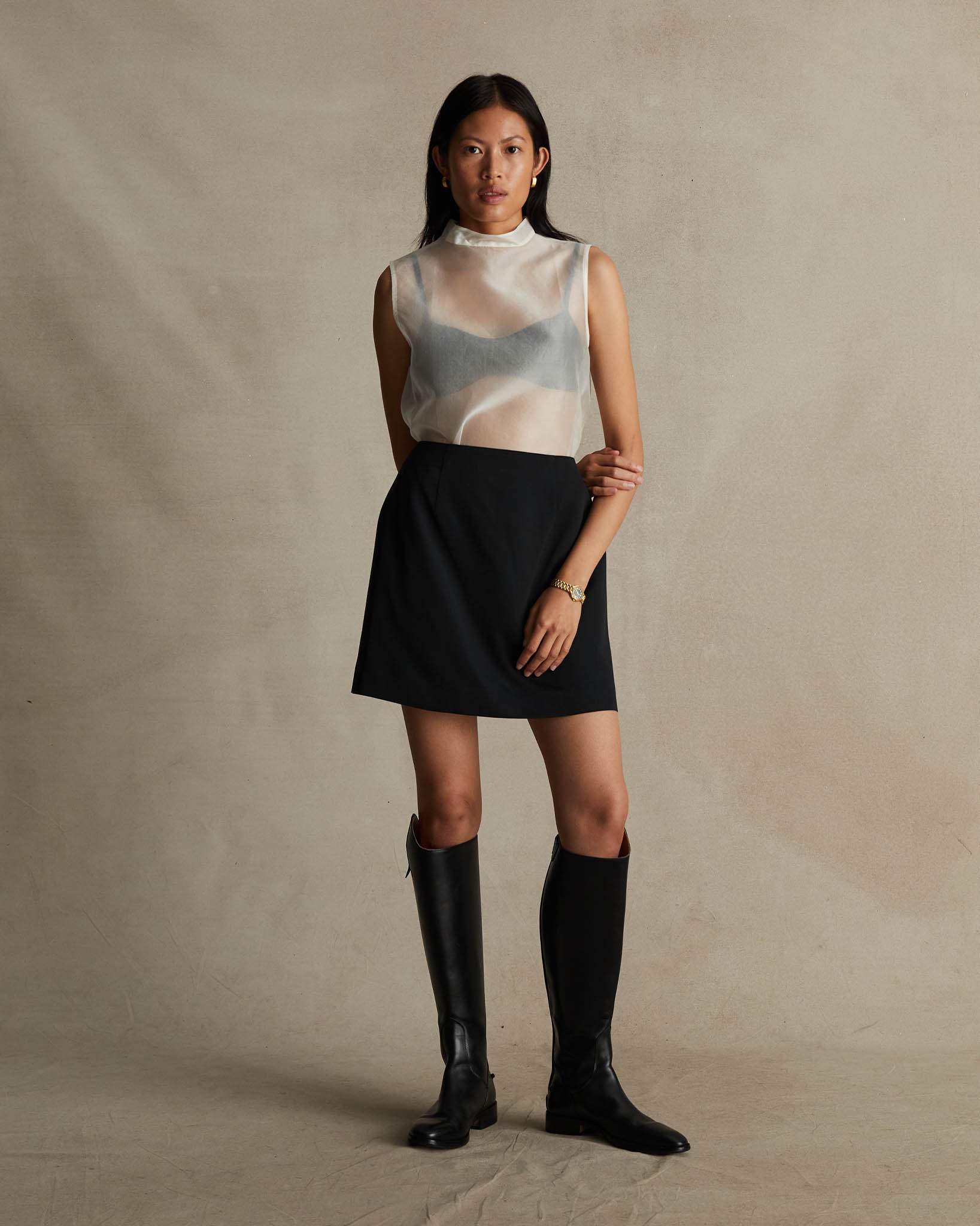 Black Moire Celine Skirt