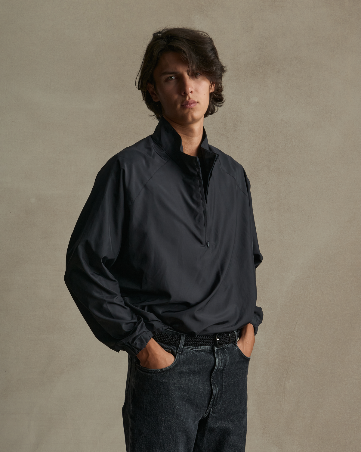 J2000 Quarter Sweat Black xl と grey xl JERSEY LOUNGE MENS RELAXED QUARTER ZIP PULLOVER | OBSIDIAN