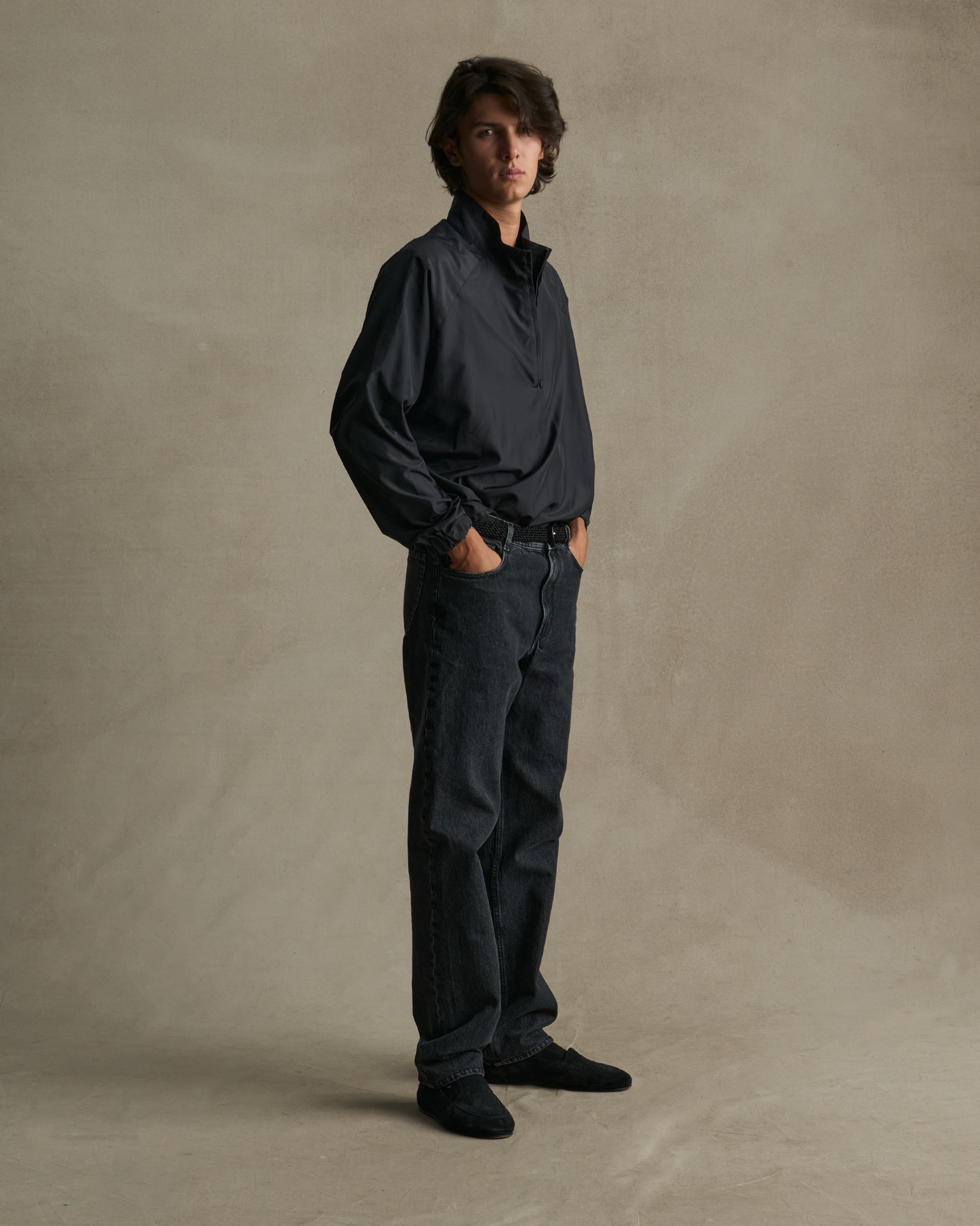 Black Shiny Quarter Zip