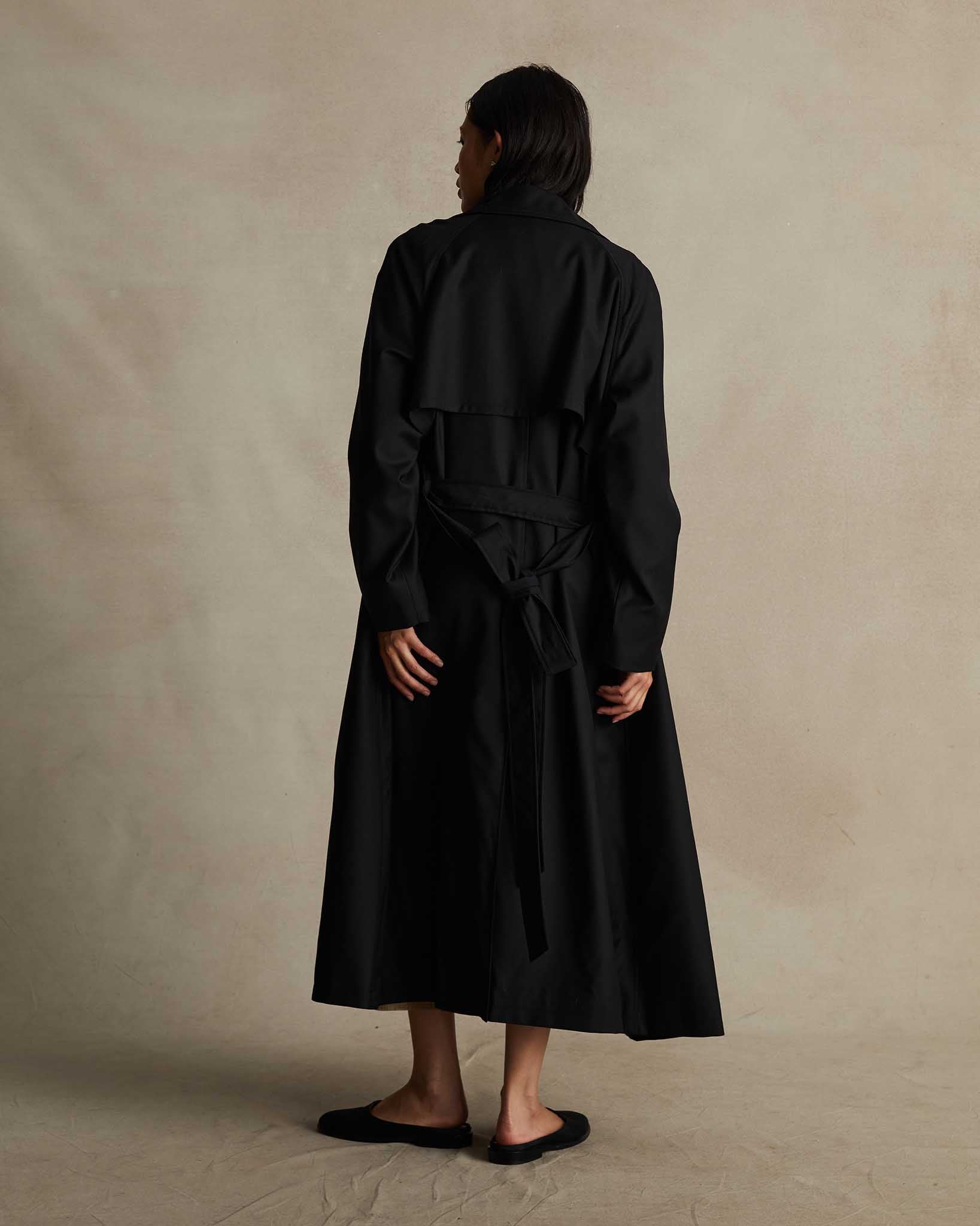Black Wool Trench Coat