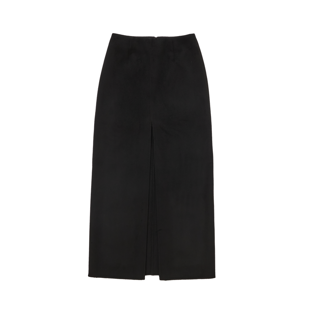 Black Wool Silk Martina Skirt
