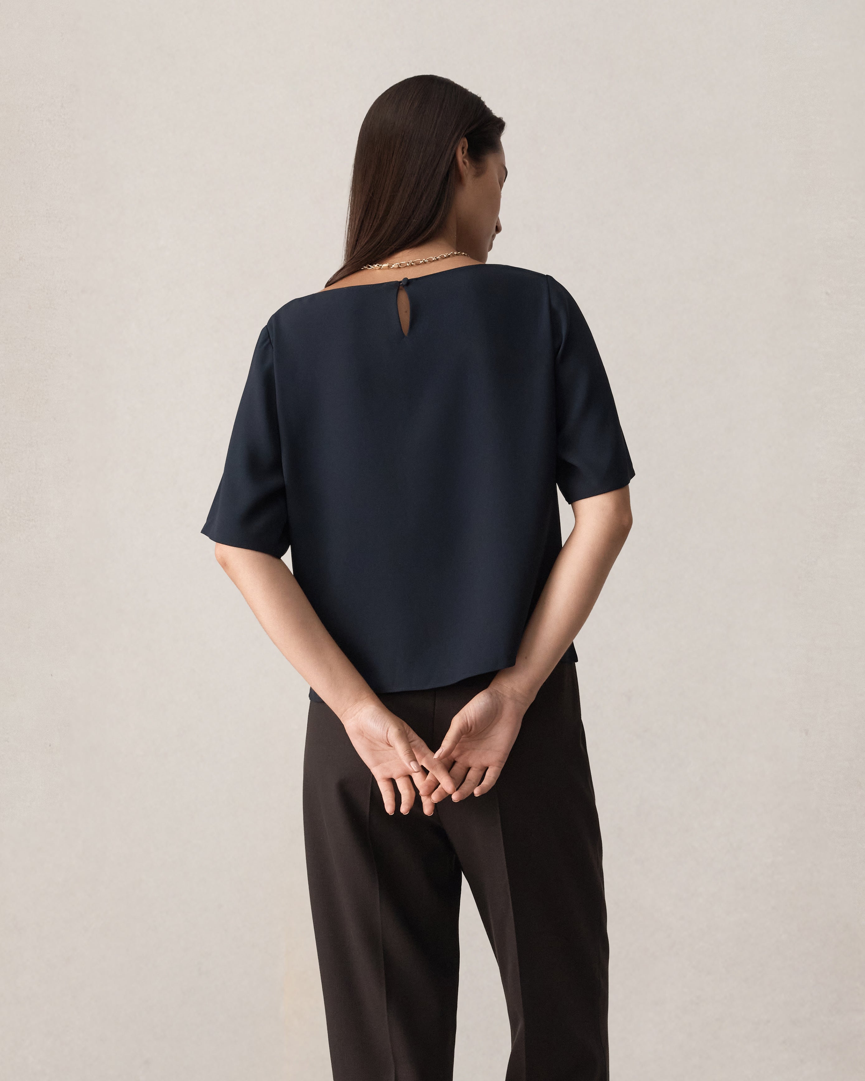 Boat Neck Top - Navy