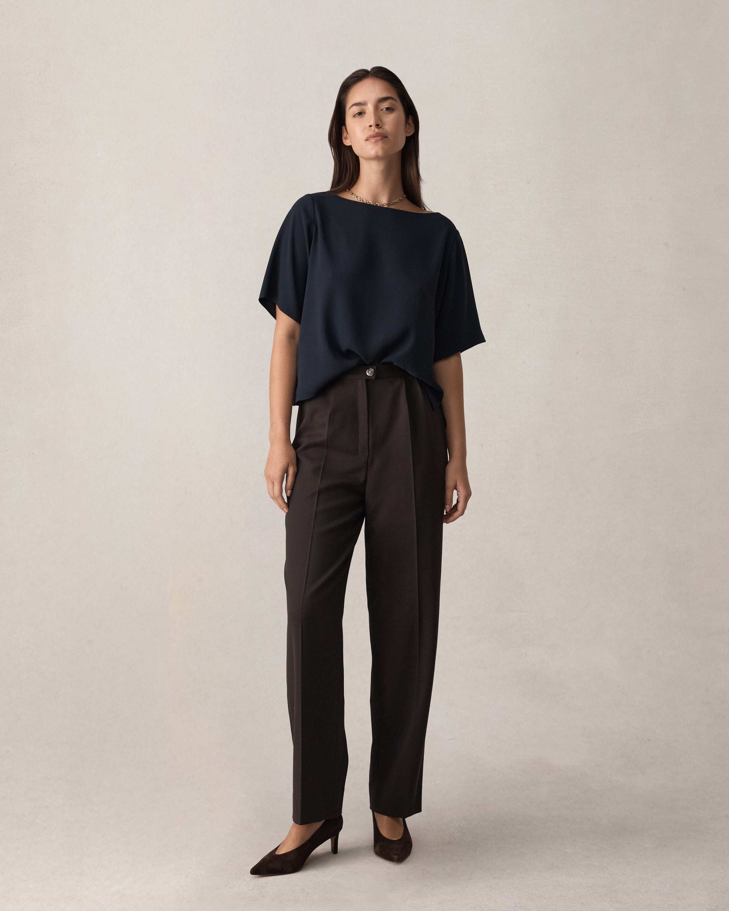 Boat Neck Top - Navy