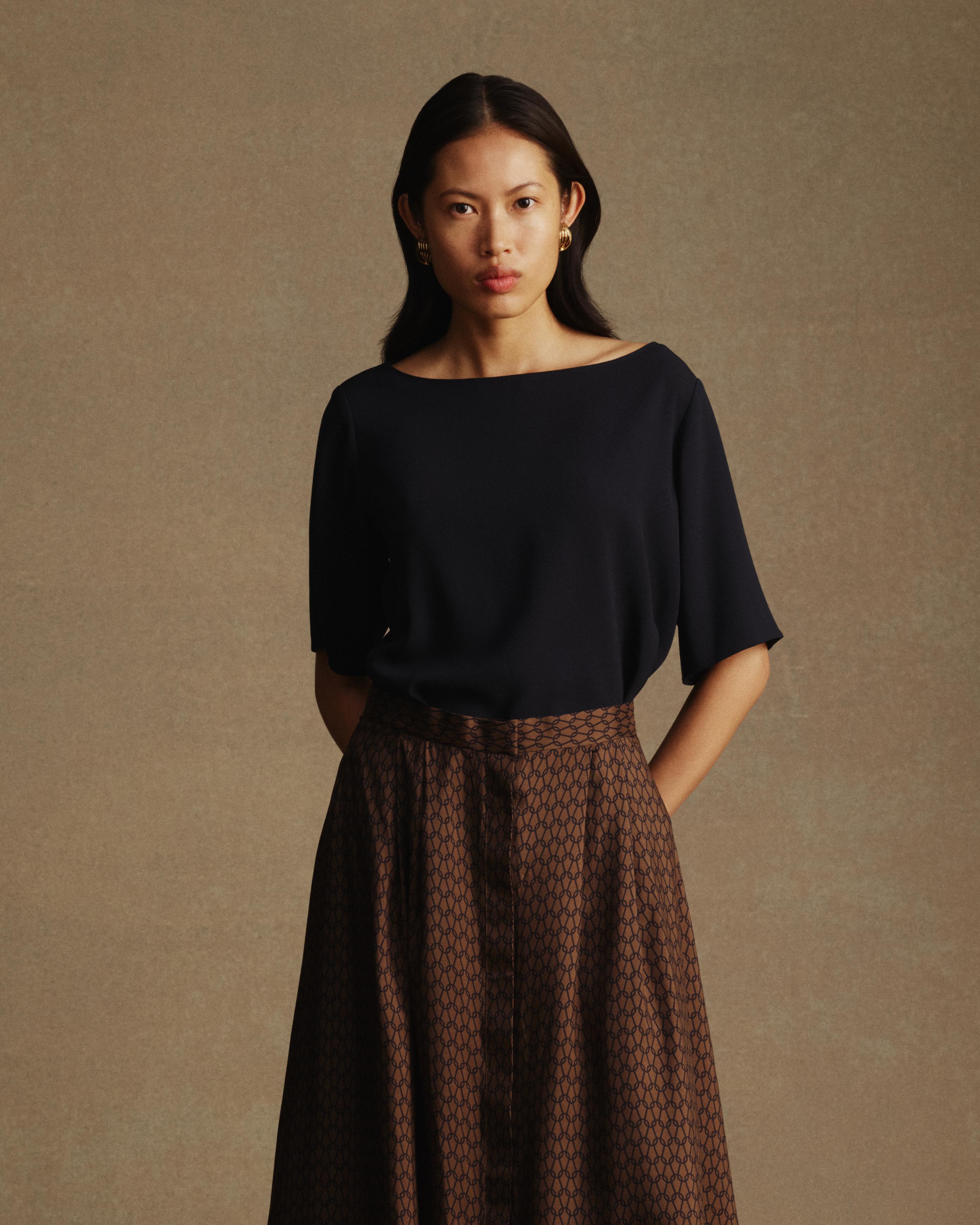 Boat Neck Top - Navy