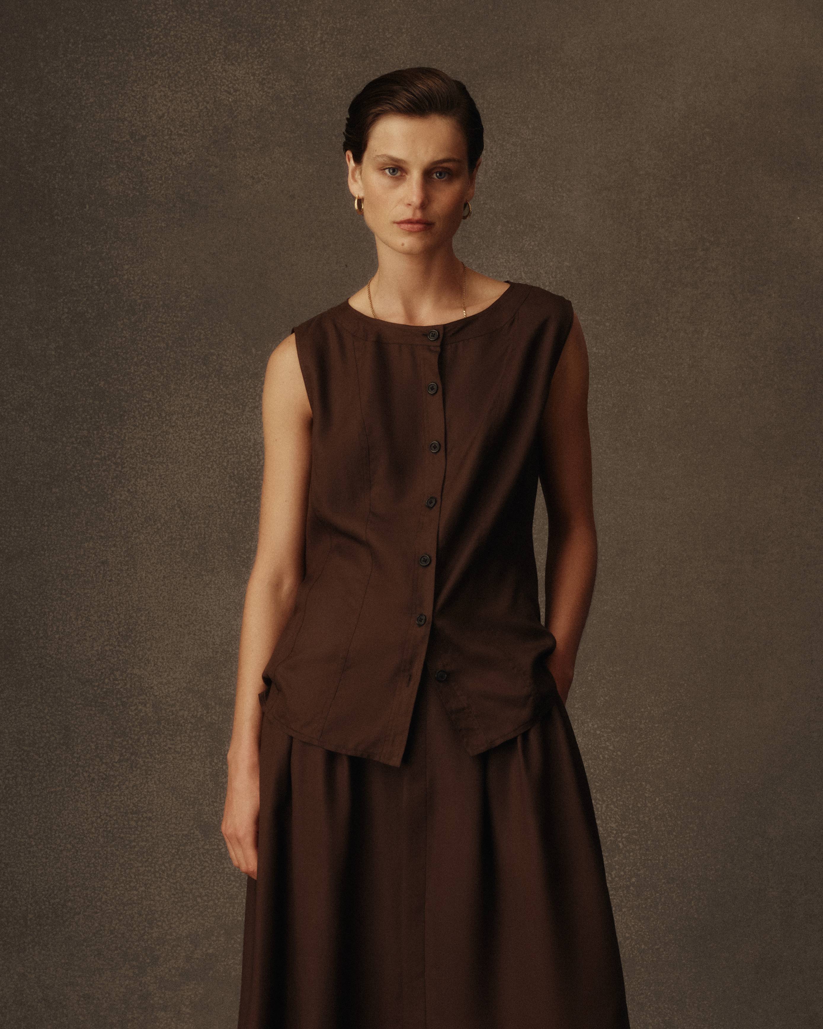 Bodice Top - Chocolate Dupioni