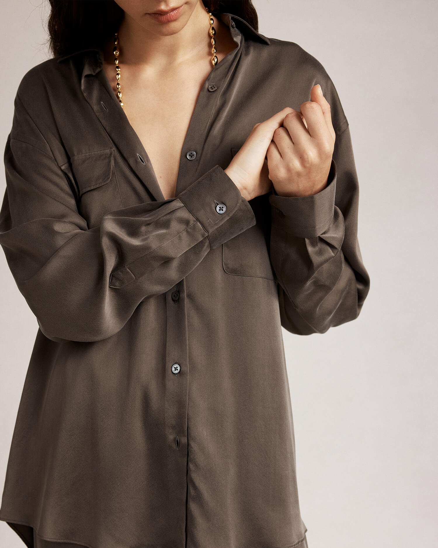 Camilla Shirt - Olive Silk