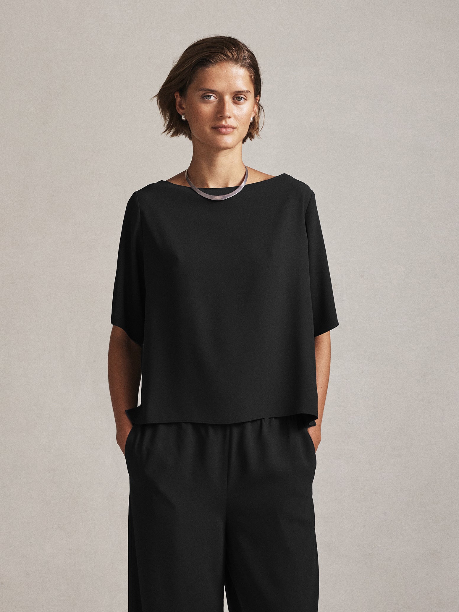 Boat Neck Top - Black