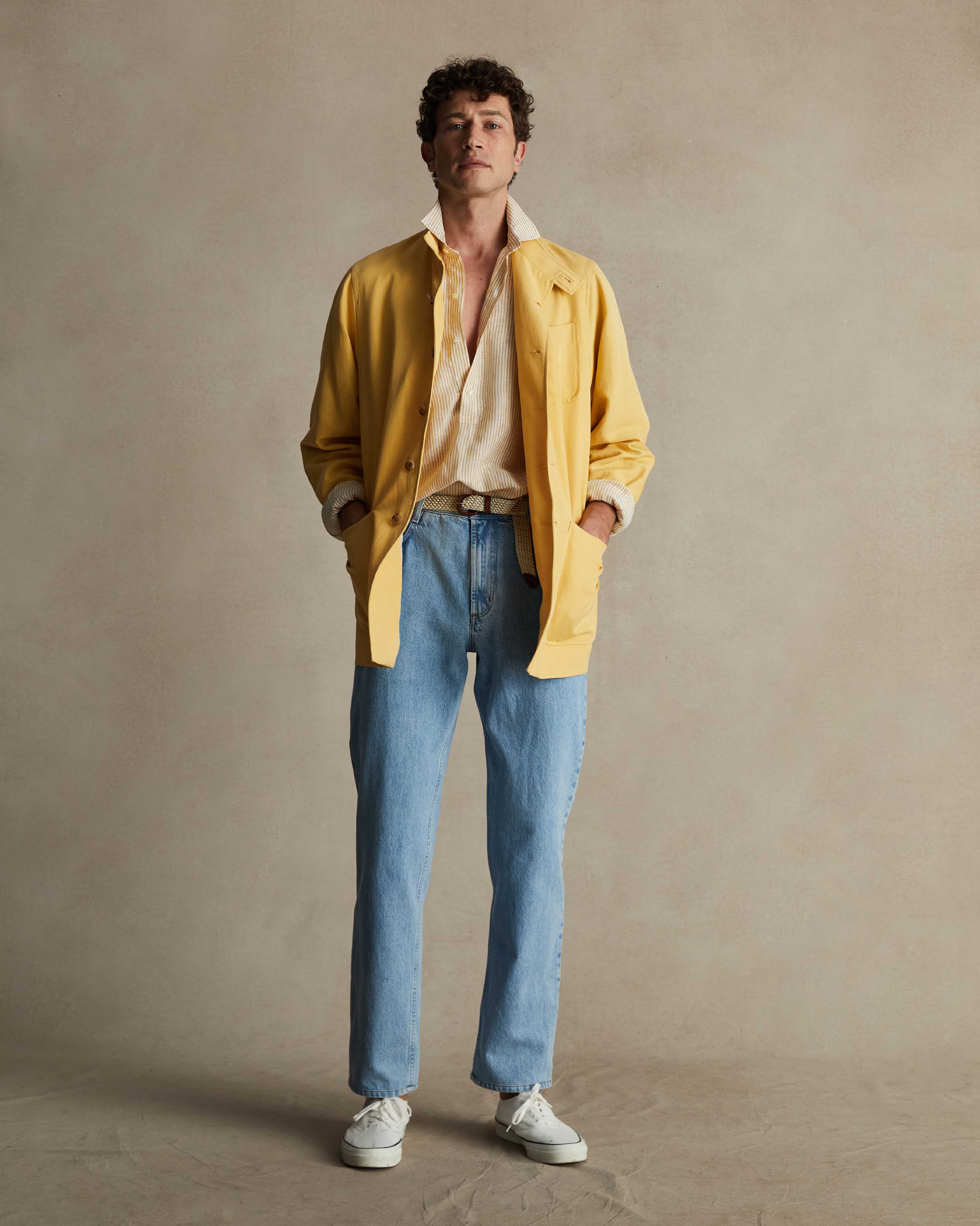 Yellow Silk Linen Corbu Jacket