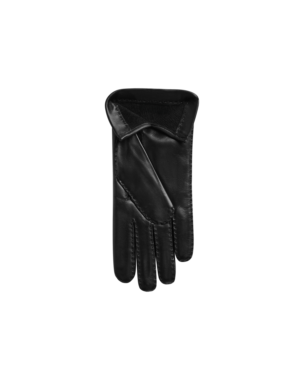 Cashmere Lined Costello Leather Gloves - Black