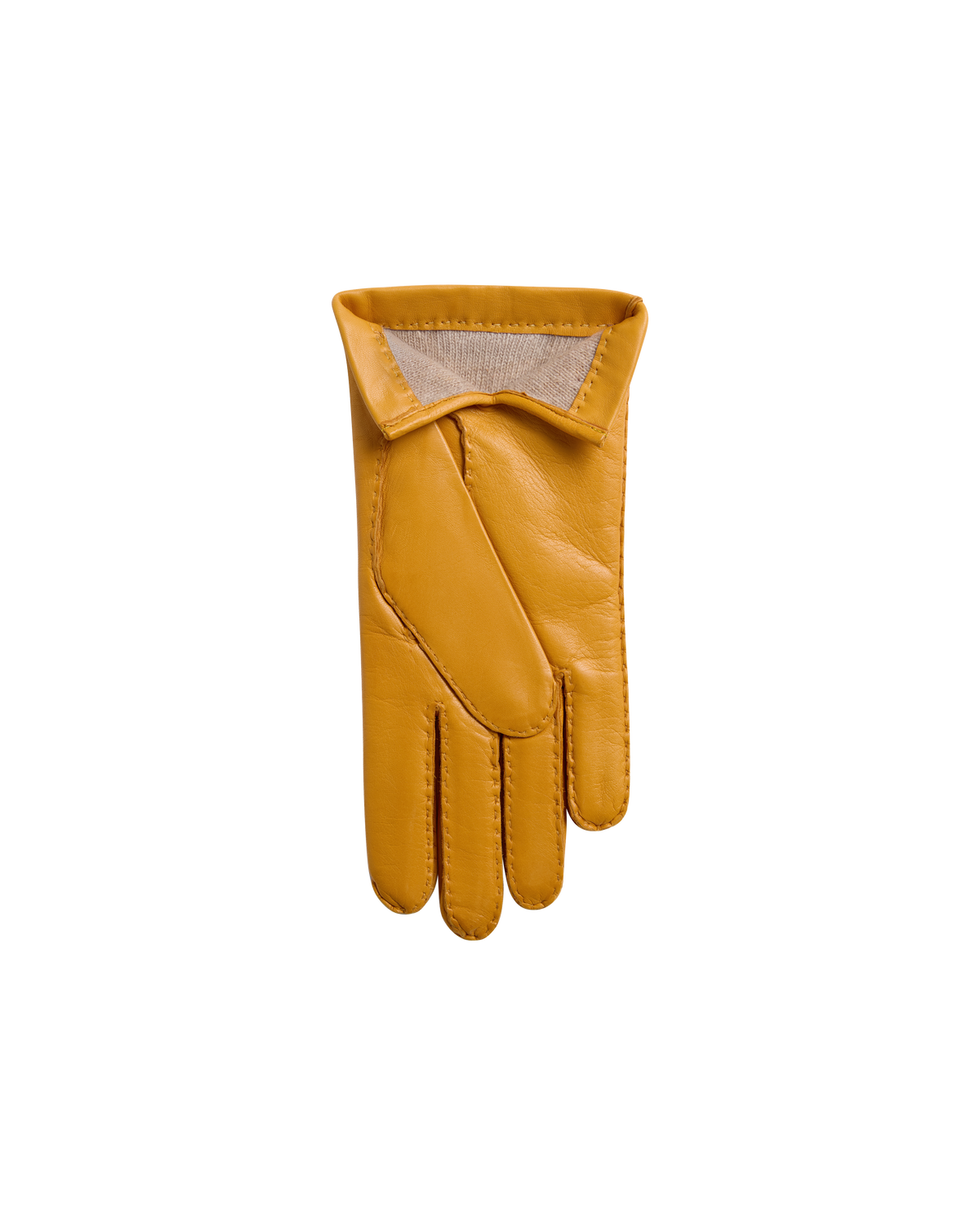 Cashmere Lined Costello Leather Gloves - Yellow