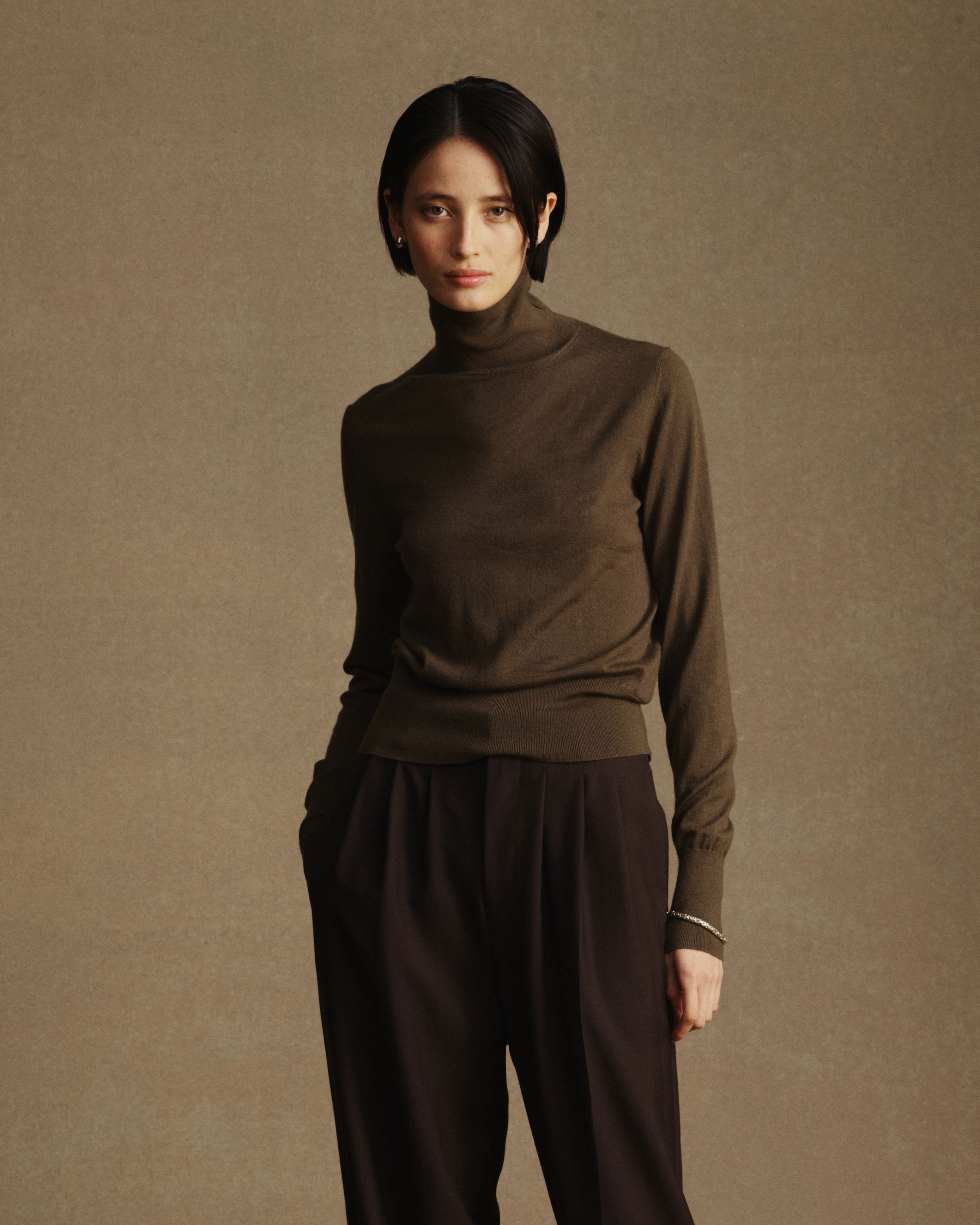 Cass Merino Roll Neck - Moss