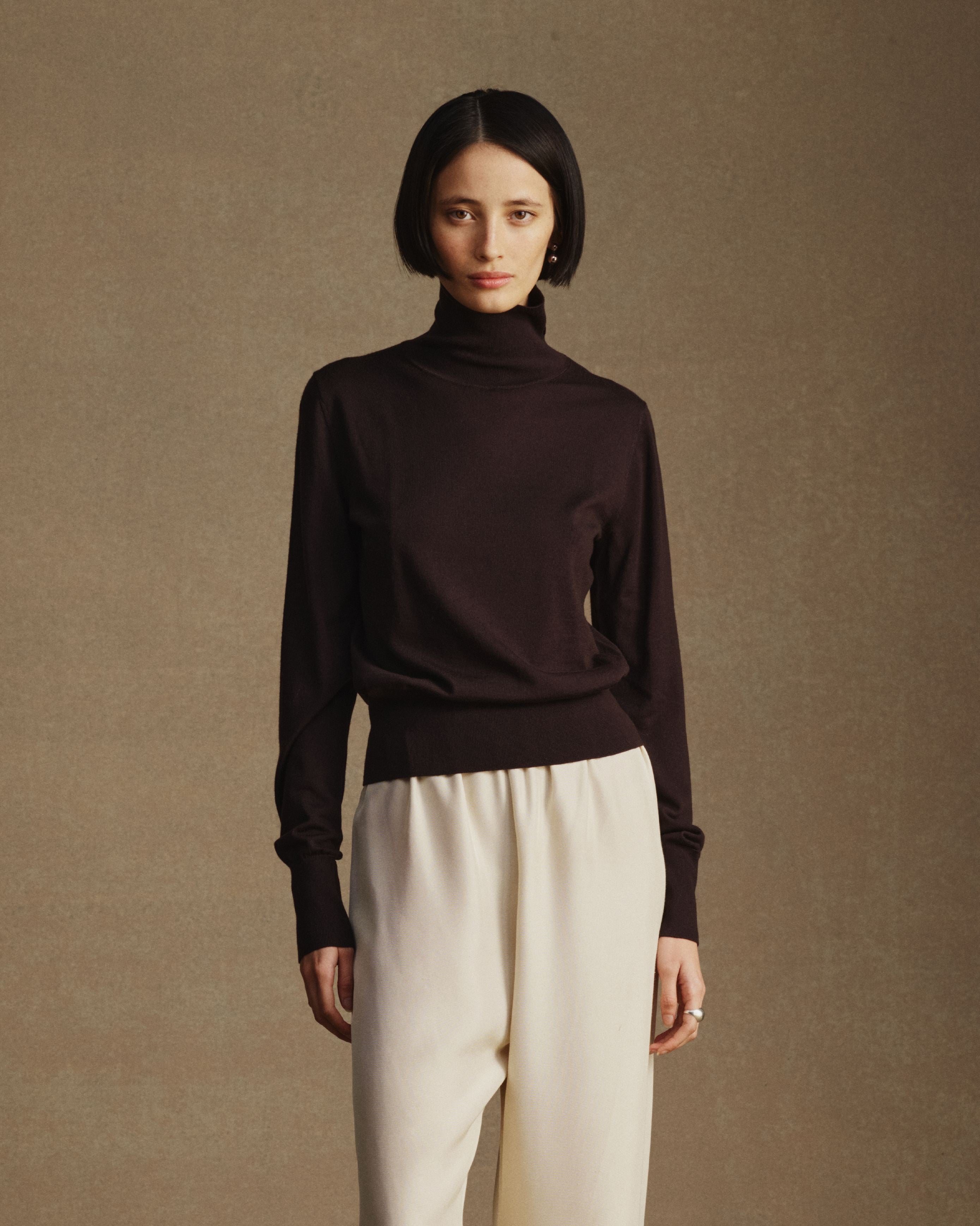 Cass Merino Roll Neck - Espresso