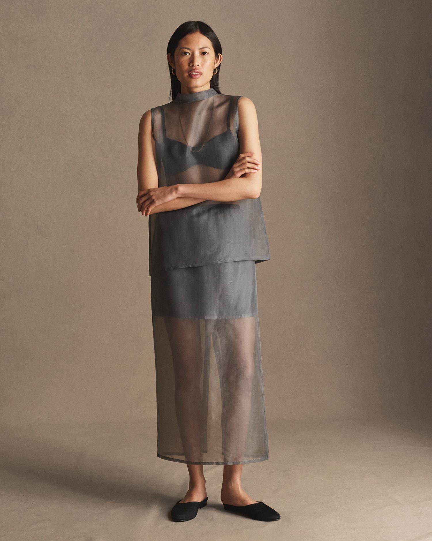 Organza Devon Top - Charcoal