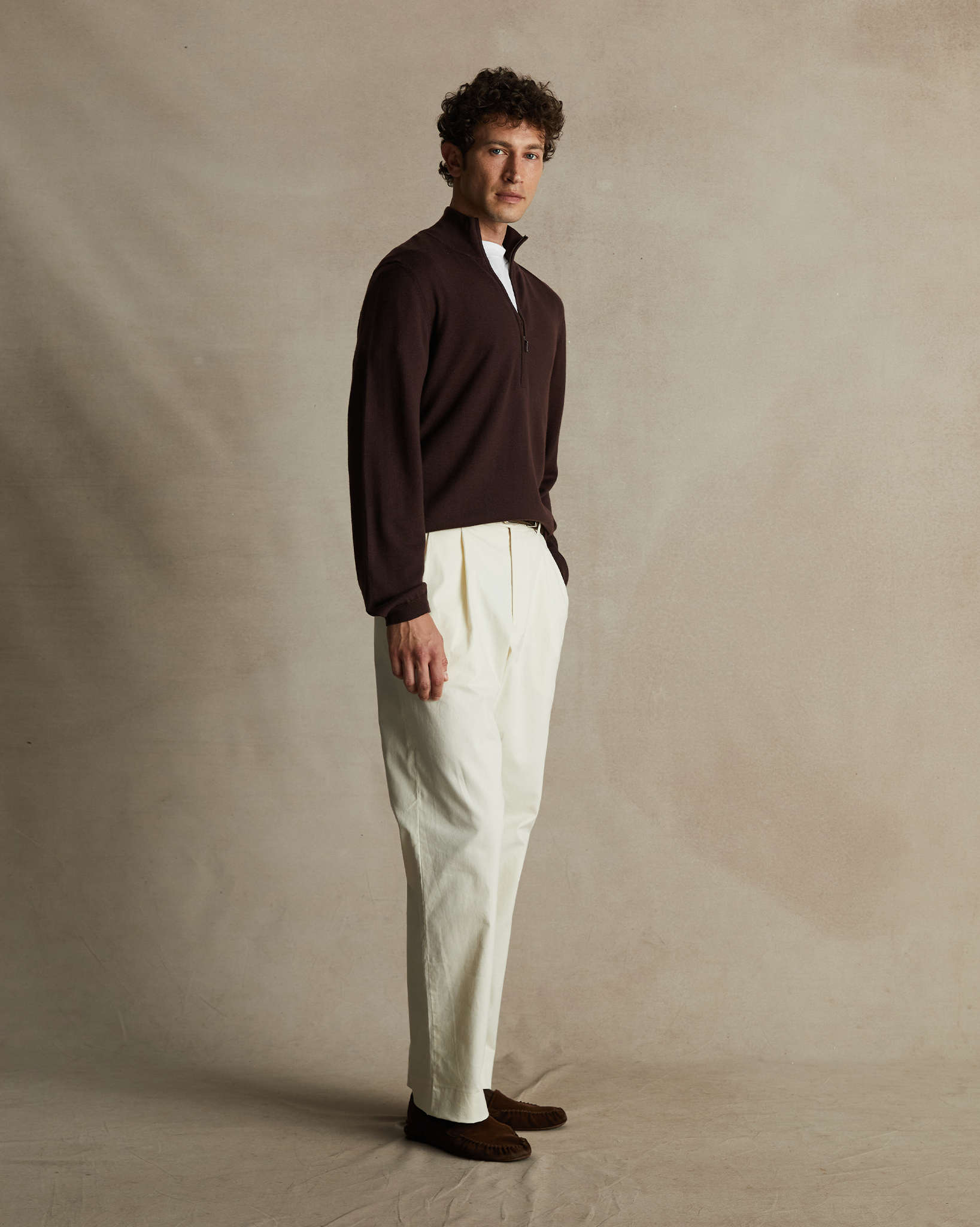 Merino Quarter Zip - Chocolate