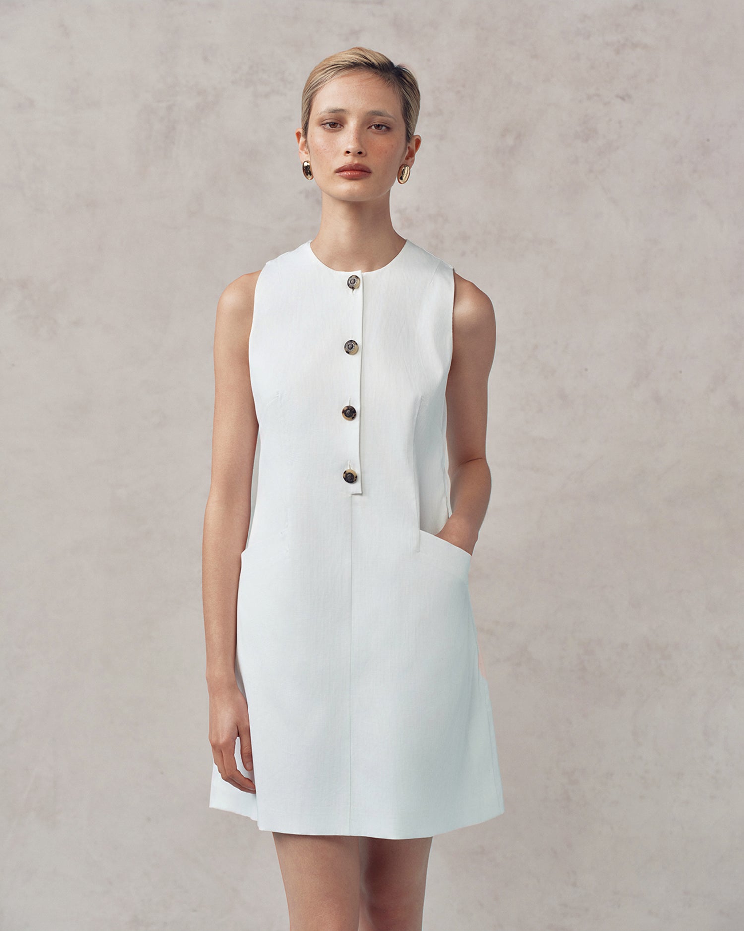 Christy Dress - White Rib