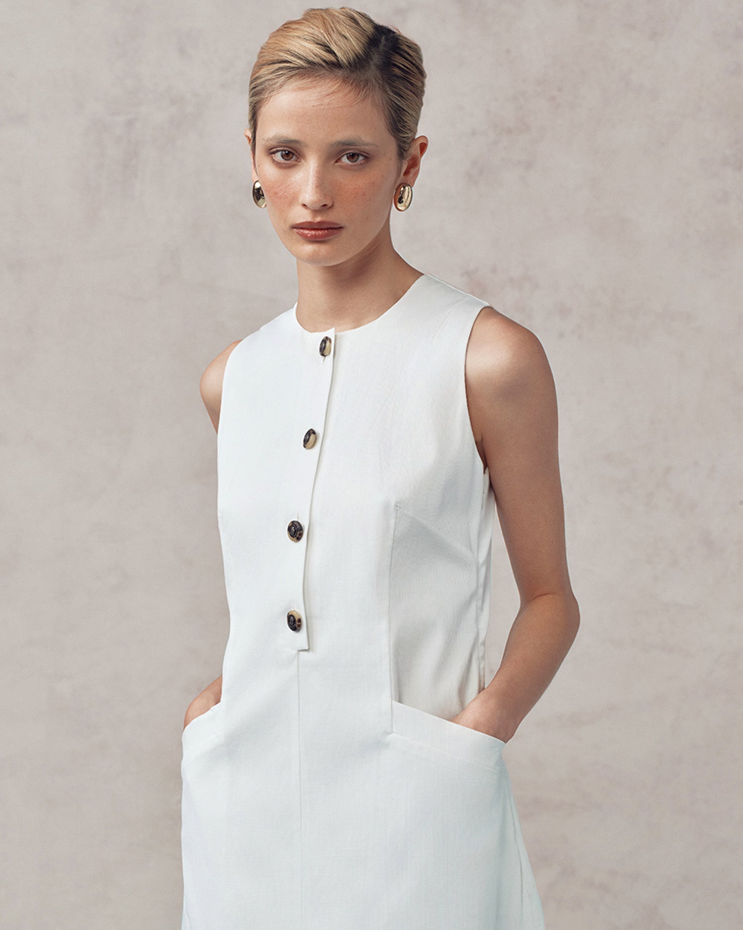 Christy Dress - White Rib