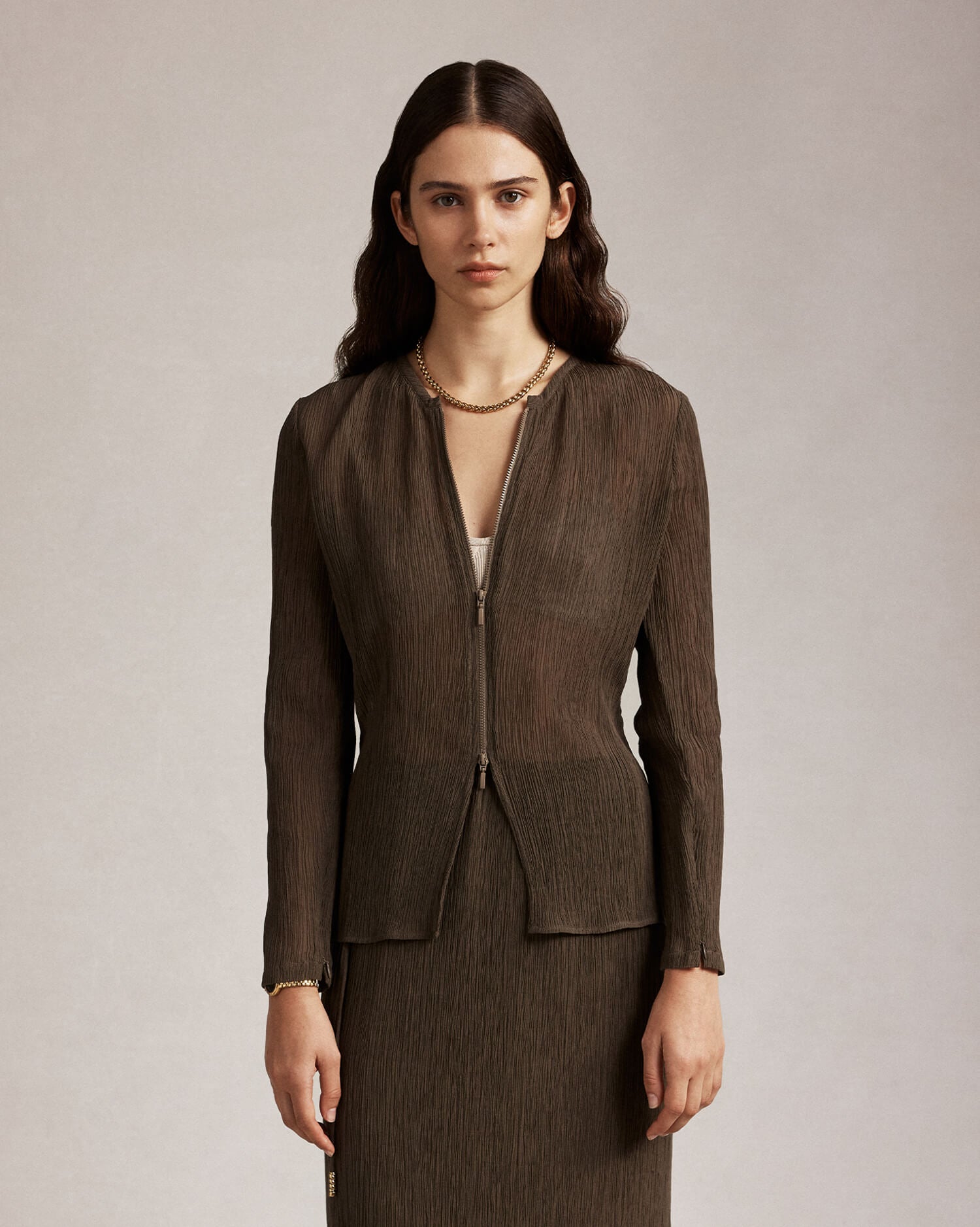 Clara Zip Top - Olive