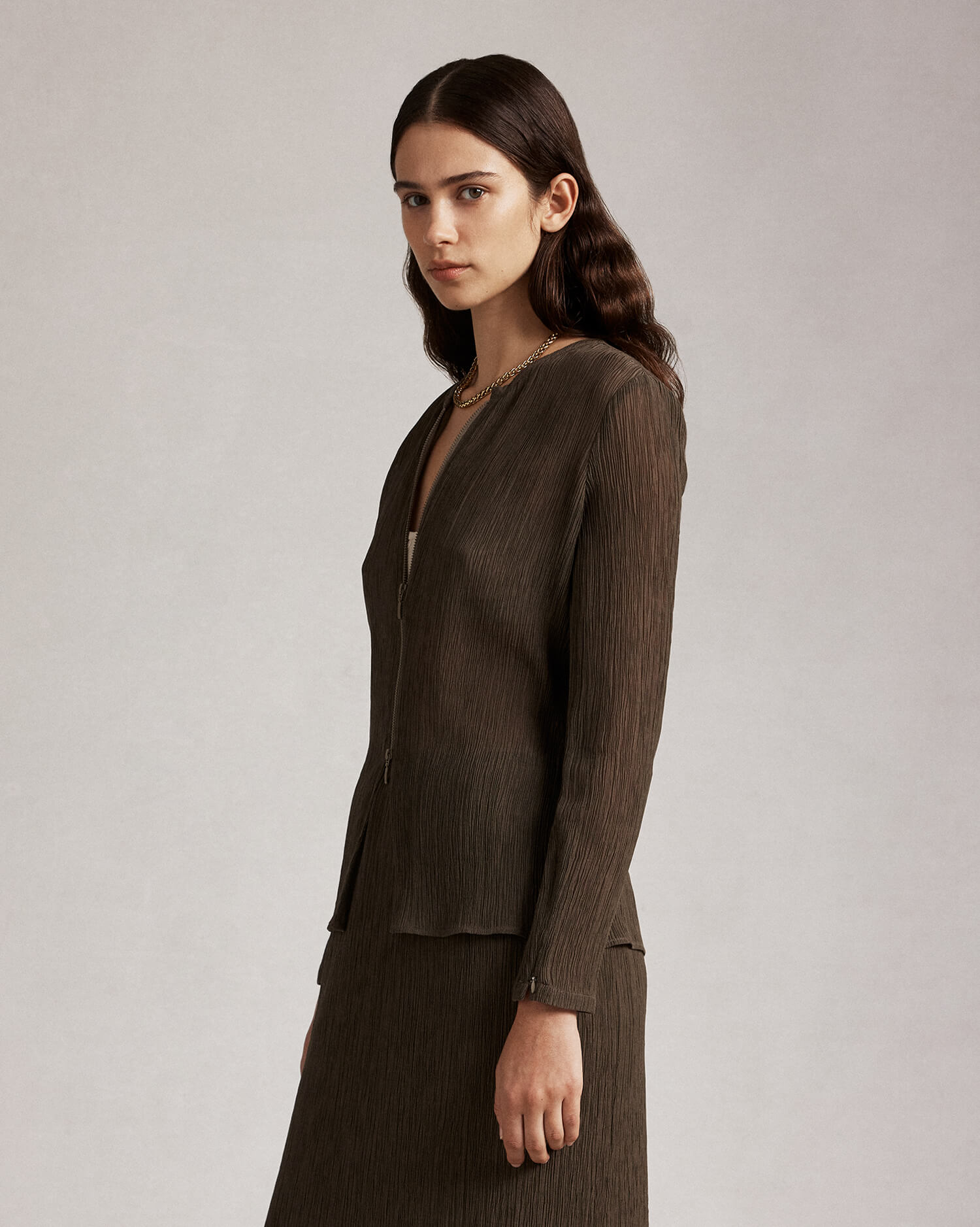 Clara Zip Top - Olive