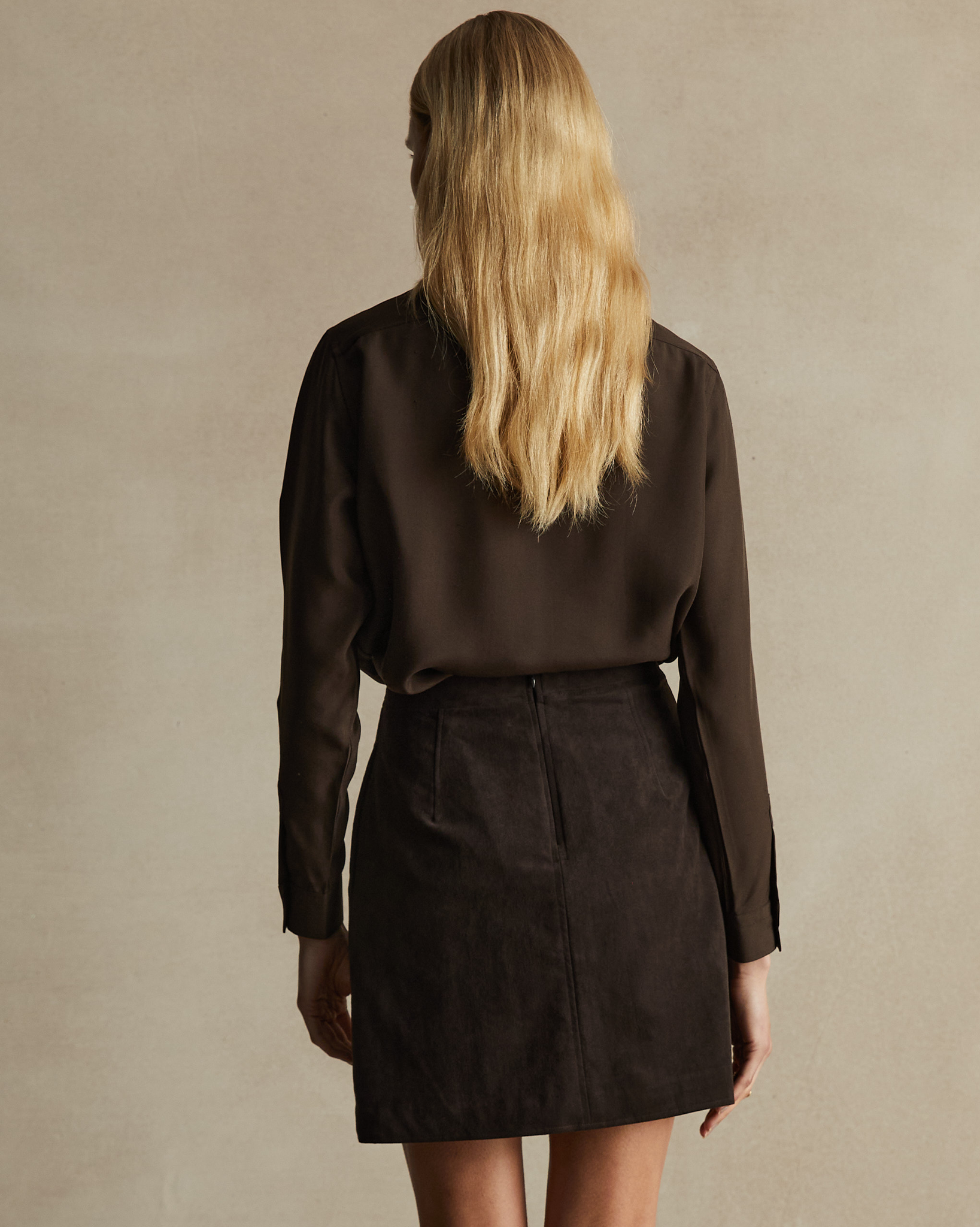 Coffee Suede Kristina Mini Skirt