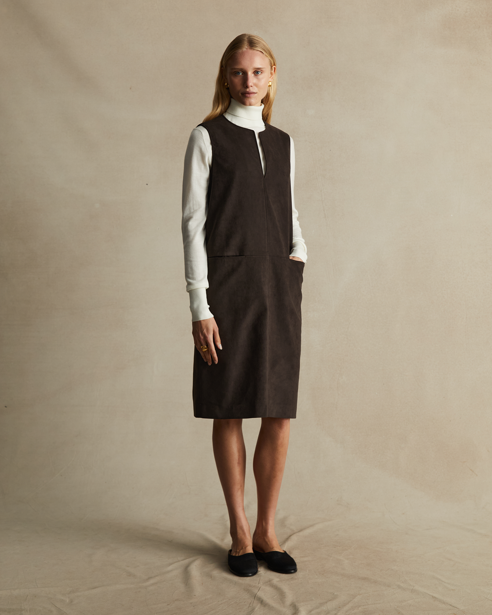 Coffee Suede Kristina Dress