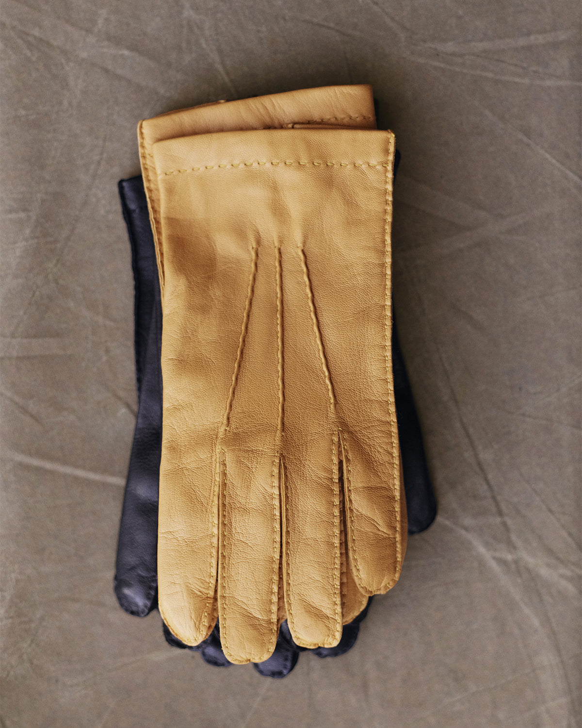Silk Lined Costello Leather Gloves - Yellow
