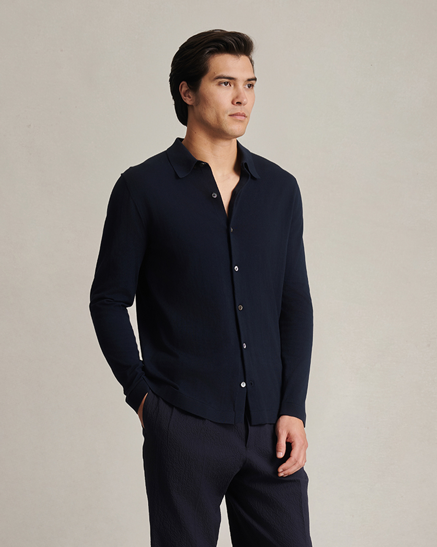 Ice Cotton Shirt - Navy