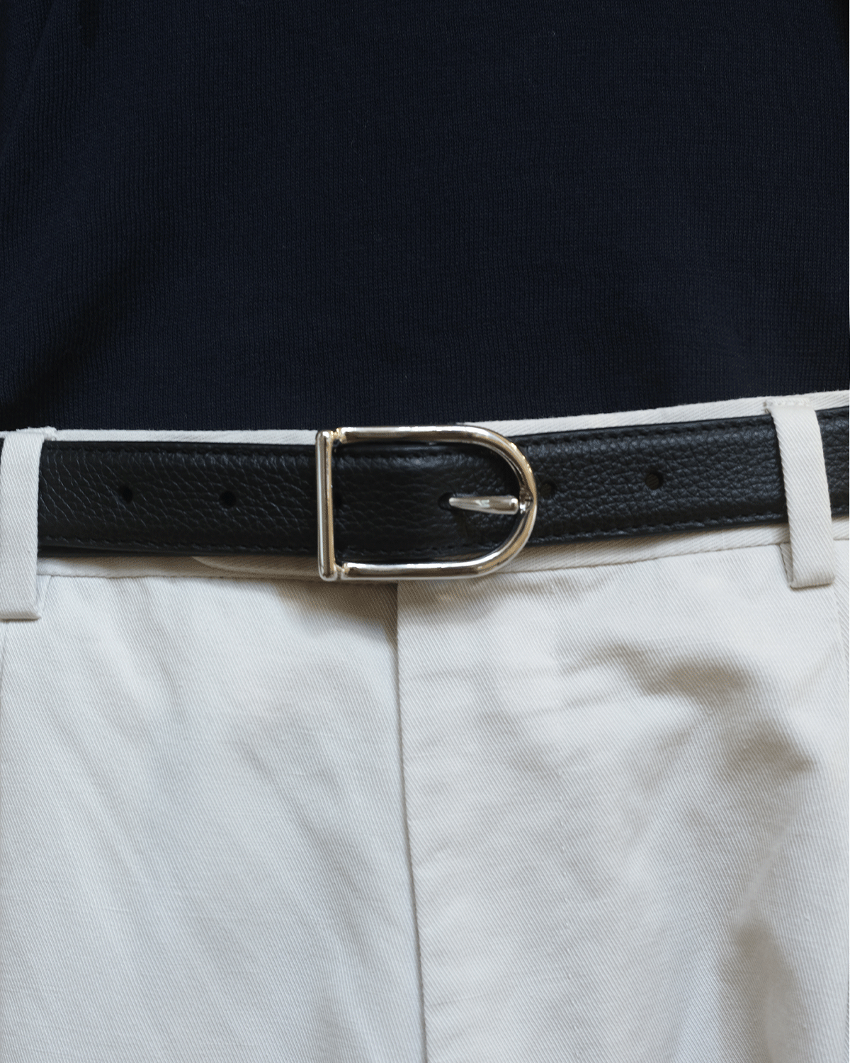 D Buckle Belt - Black Pebble Leather