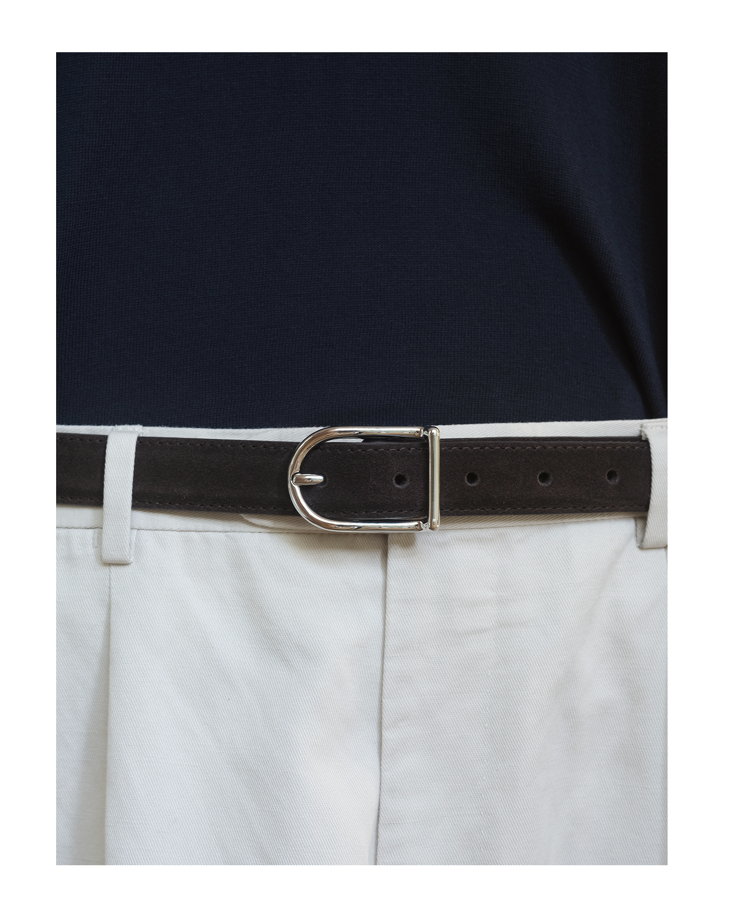 D Buckle Belt - Chocolate Suede