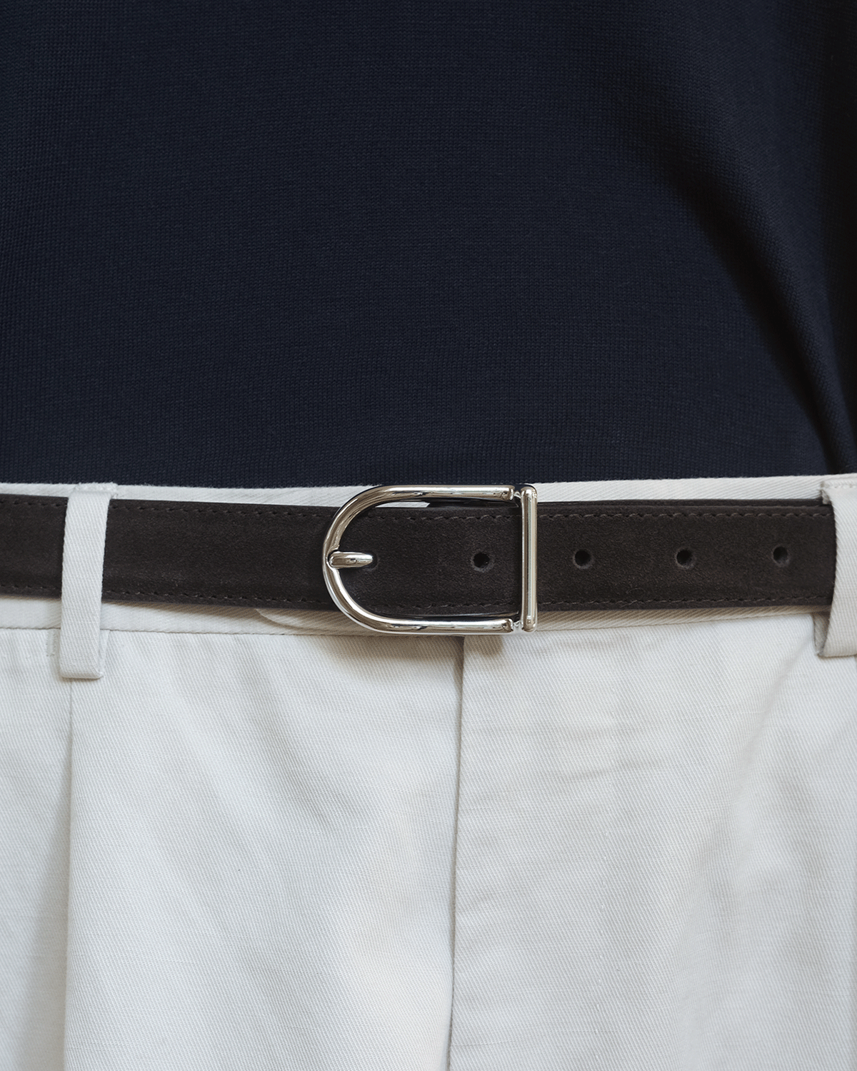 D Buckle Belt - Chocolate Suede