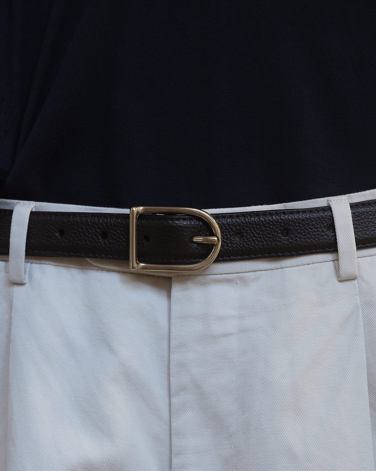 D Buckle Belt - Chocolate Pebble Leather