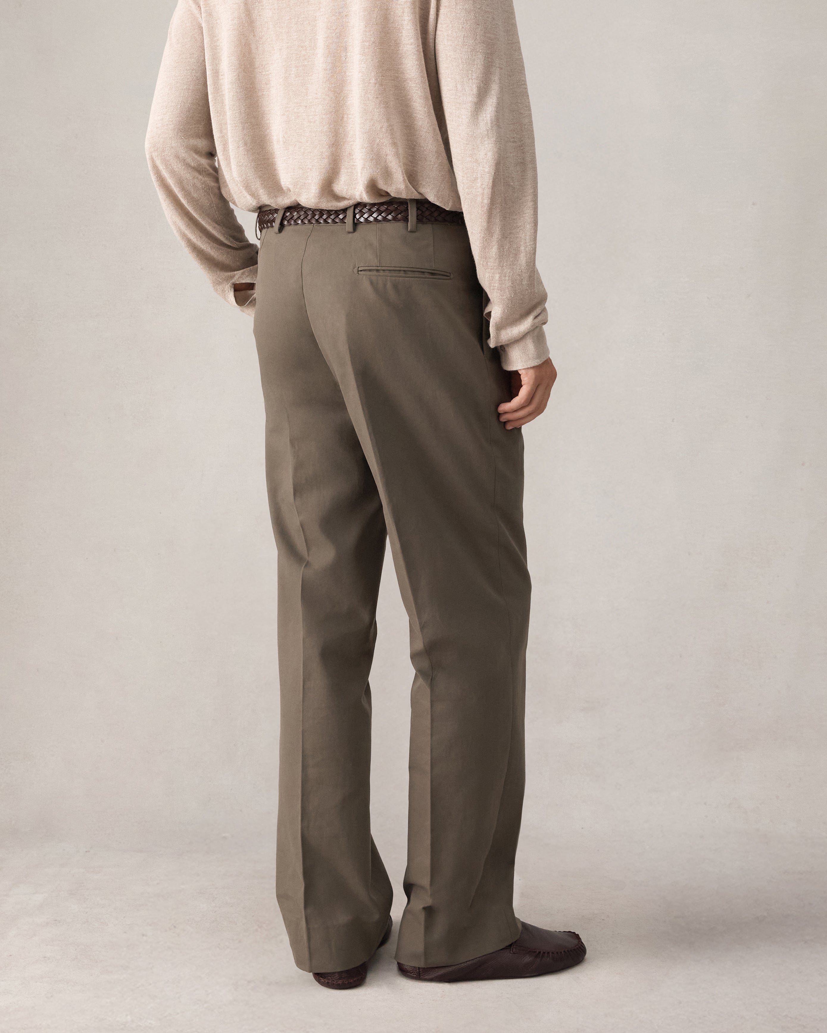 Double Pleated Trouser - Khaki Canvas