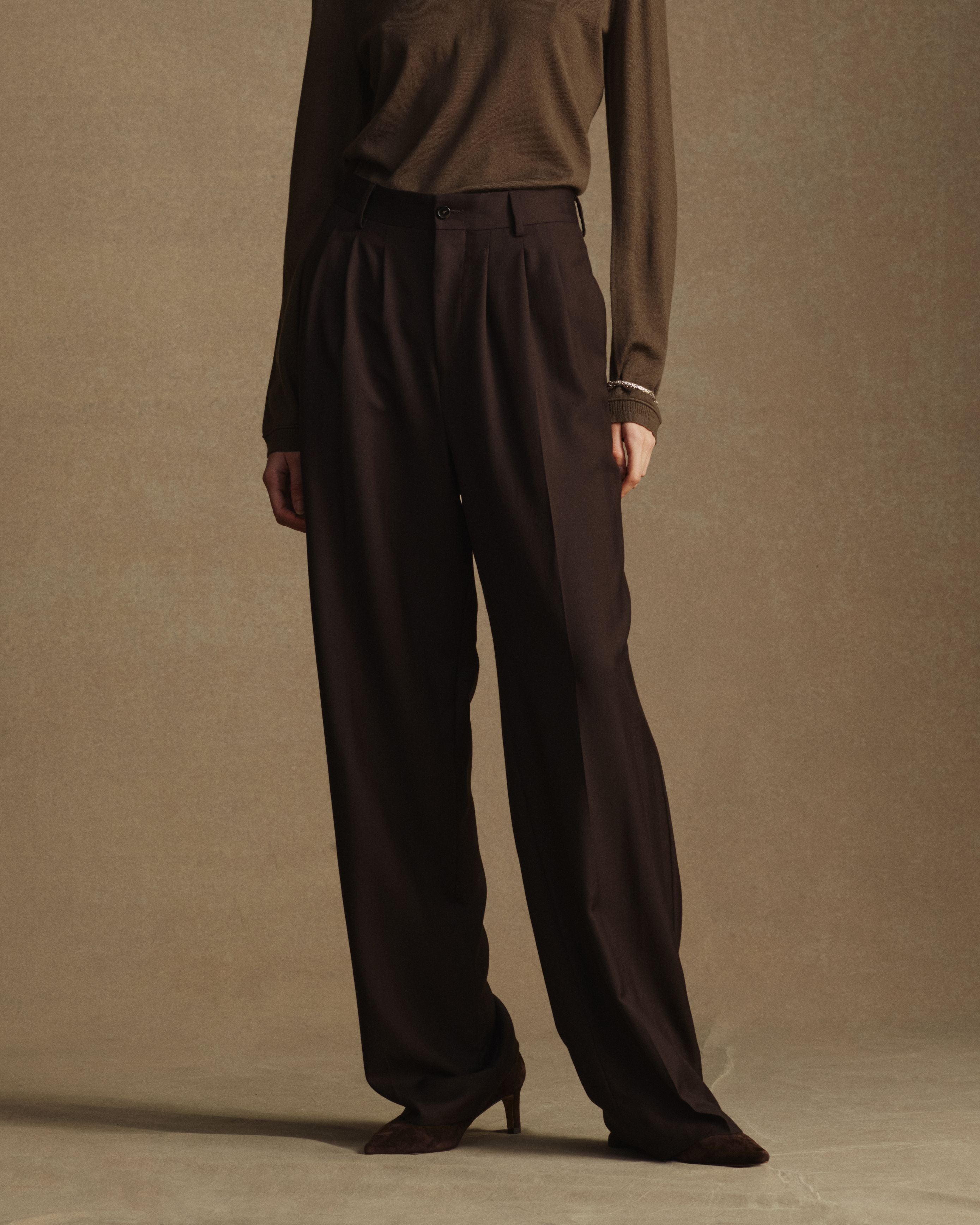 Ava Pleated Trouser - Espresso