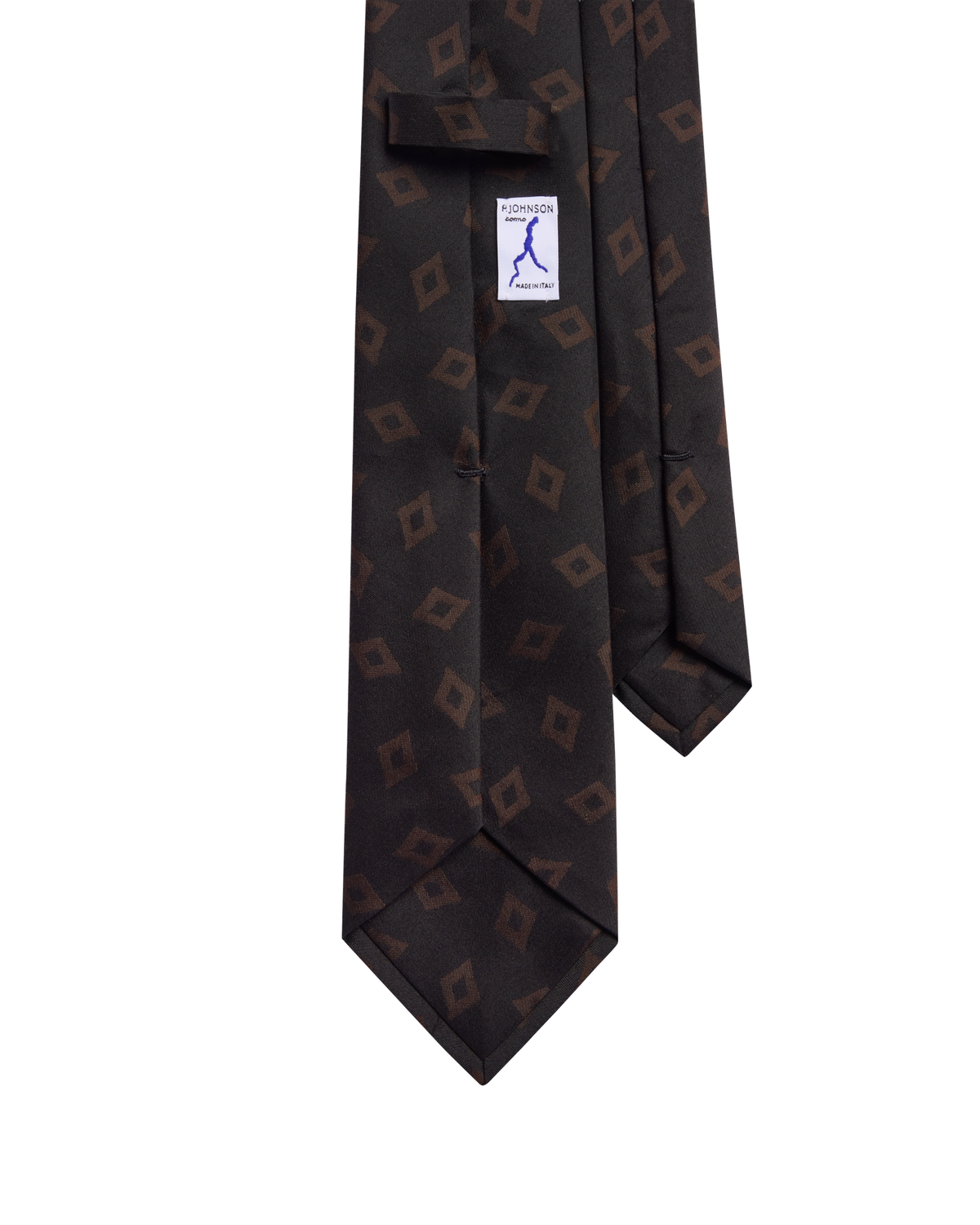 Diamond Jacquard Wool-Silk Tie - Brown