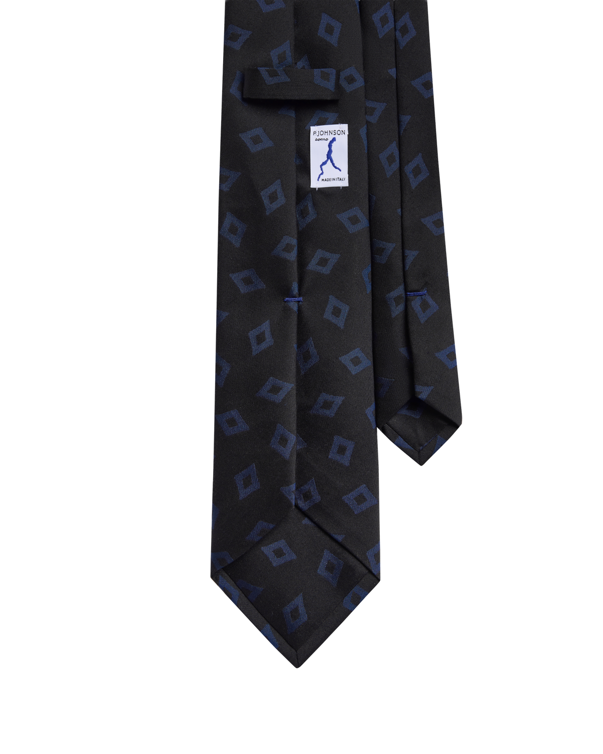 Diamond Jacquard Wool-Silk Tie - Navy
