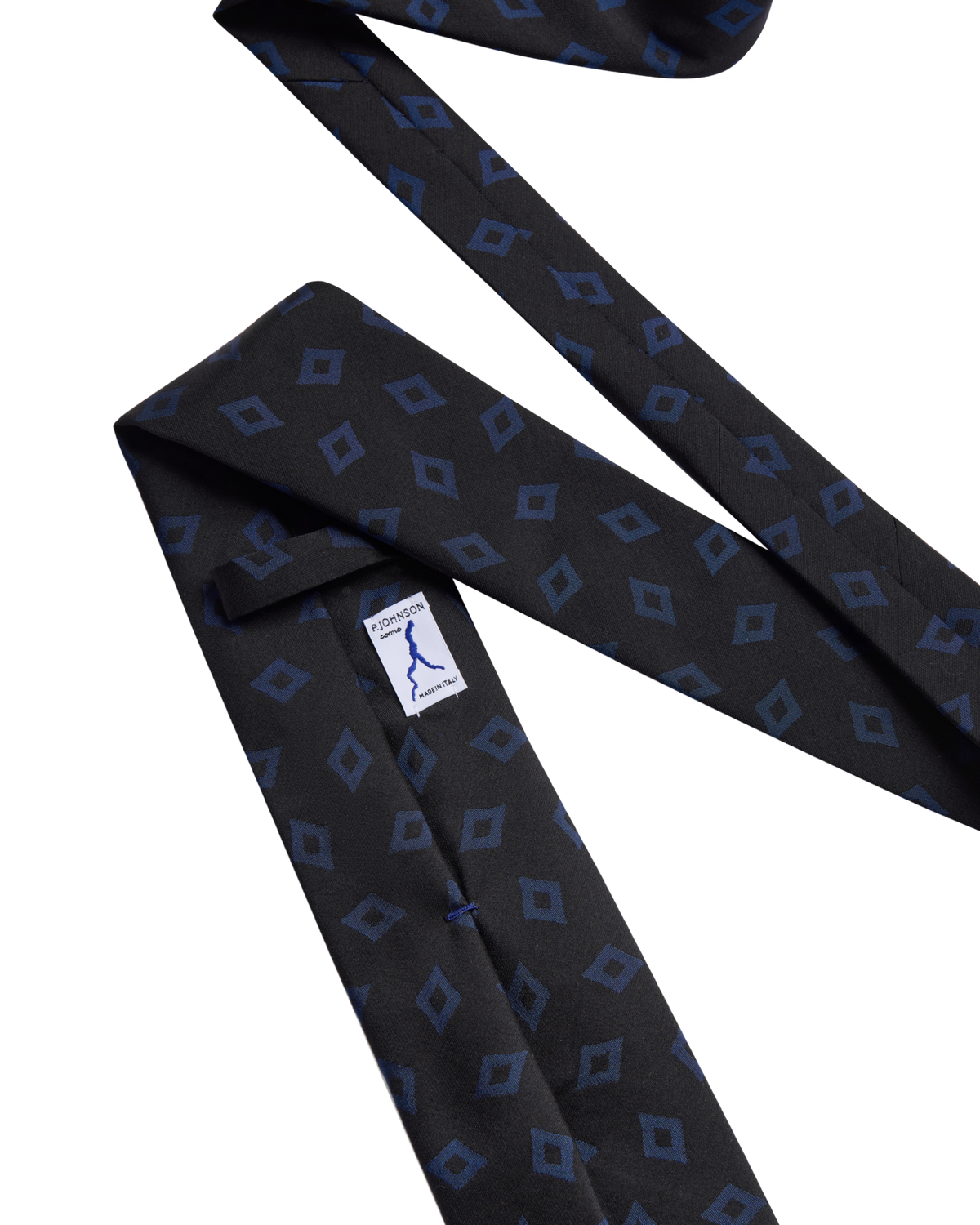 Diamond Jacquard Wool-Silk Tie - Navy