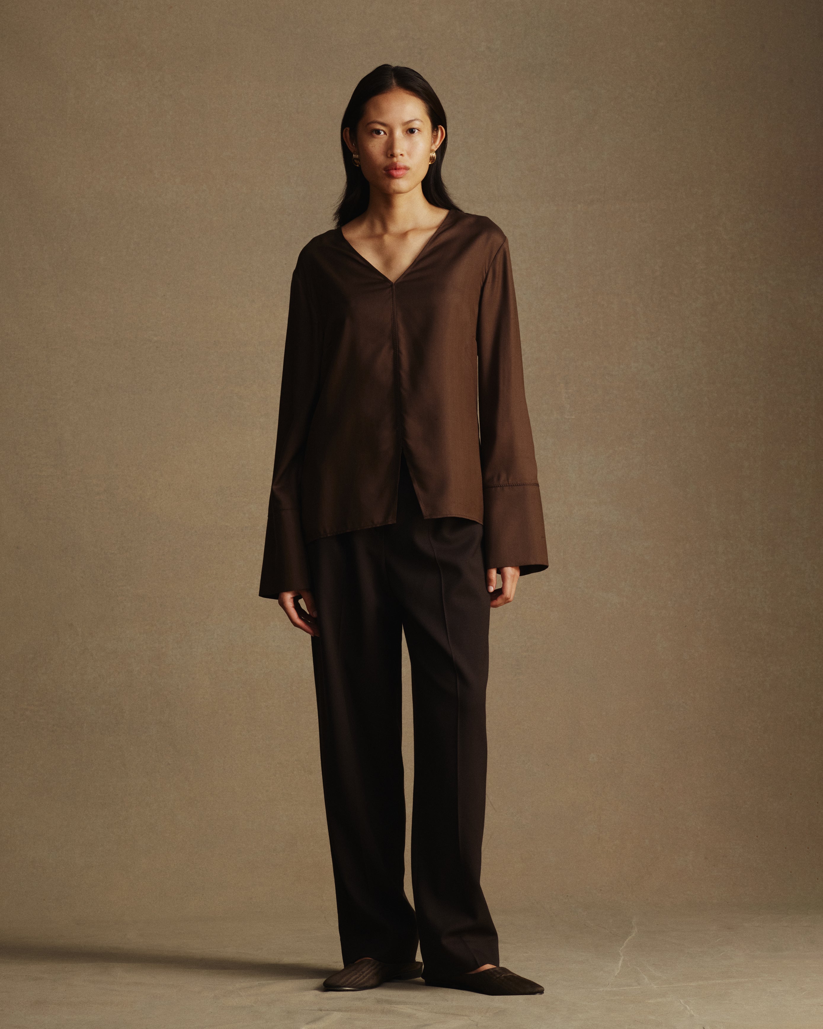 Maria Blouse - Chocolate Dupioni