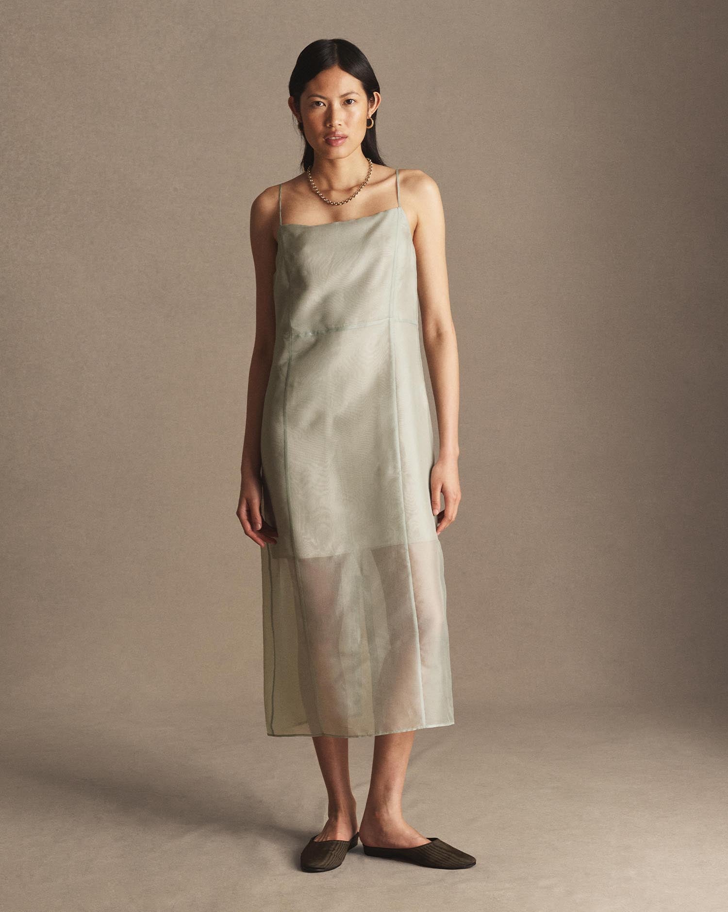 Organza Devon Dress - Dusty Green