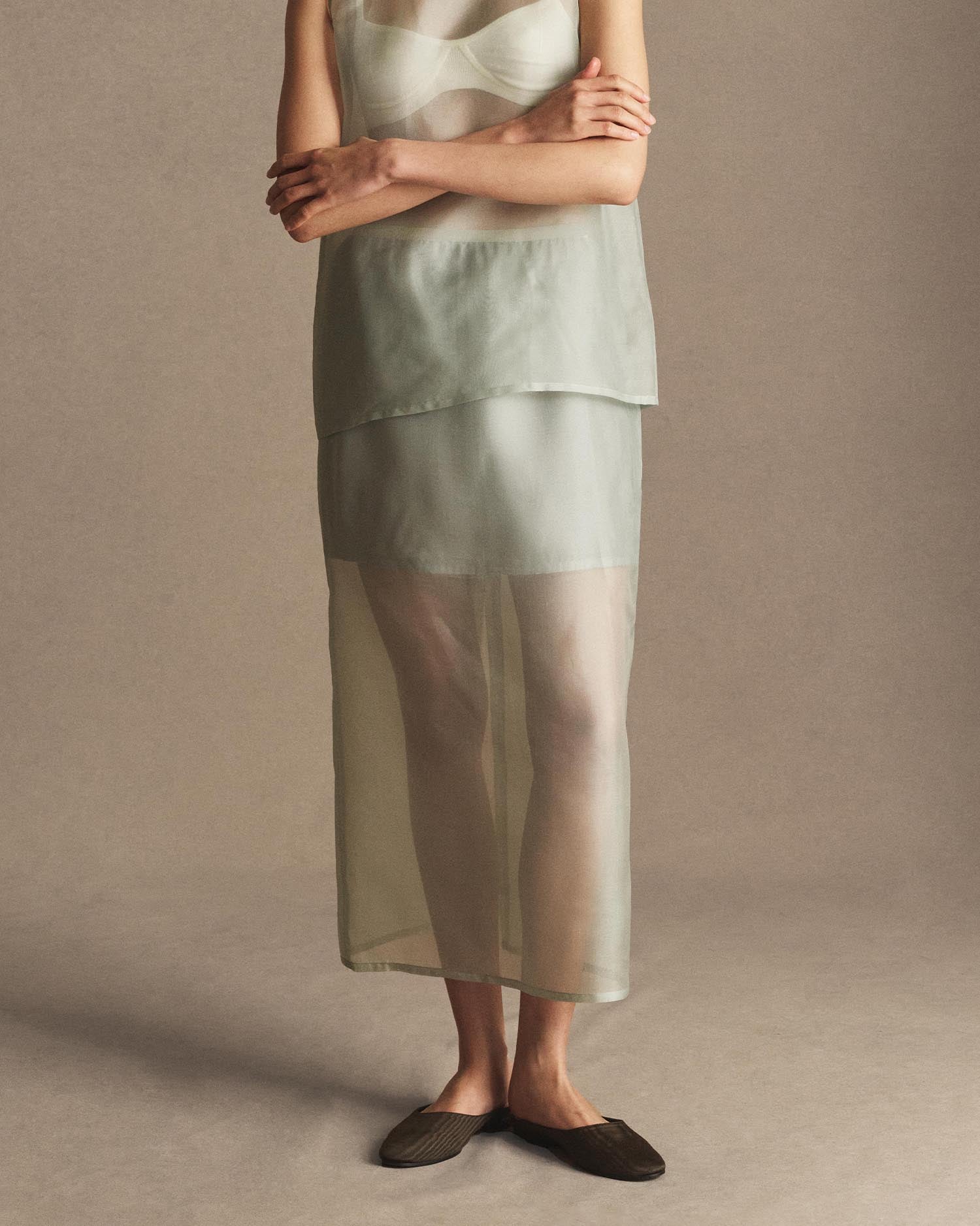 Organza Devon Skirt - Dusty Green