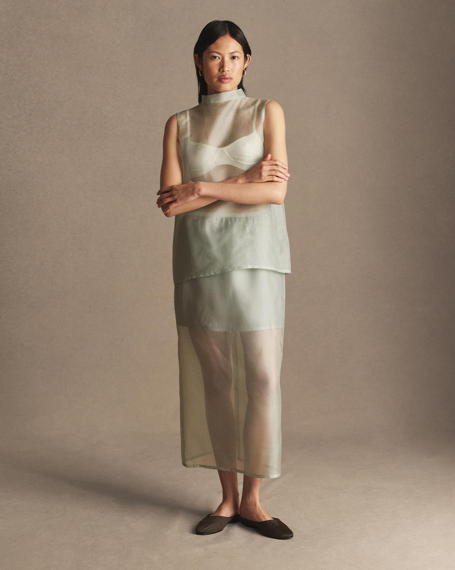 Organza Devon Skirt - Dusty Green