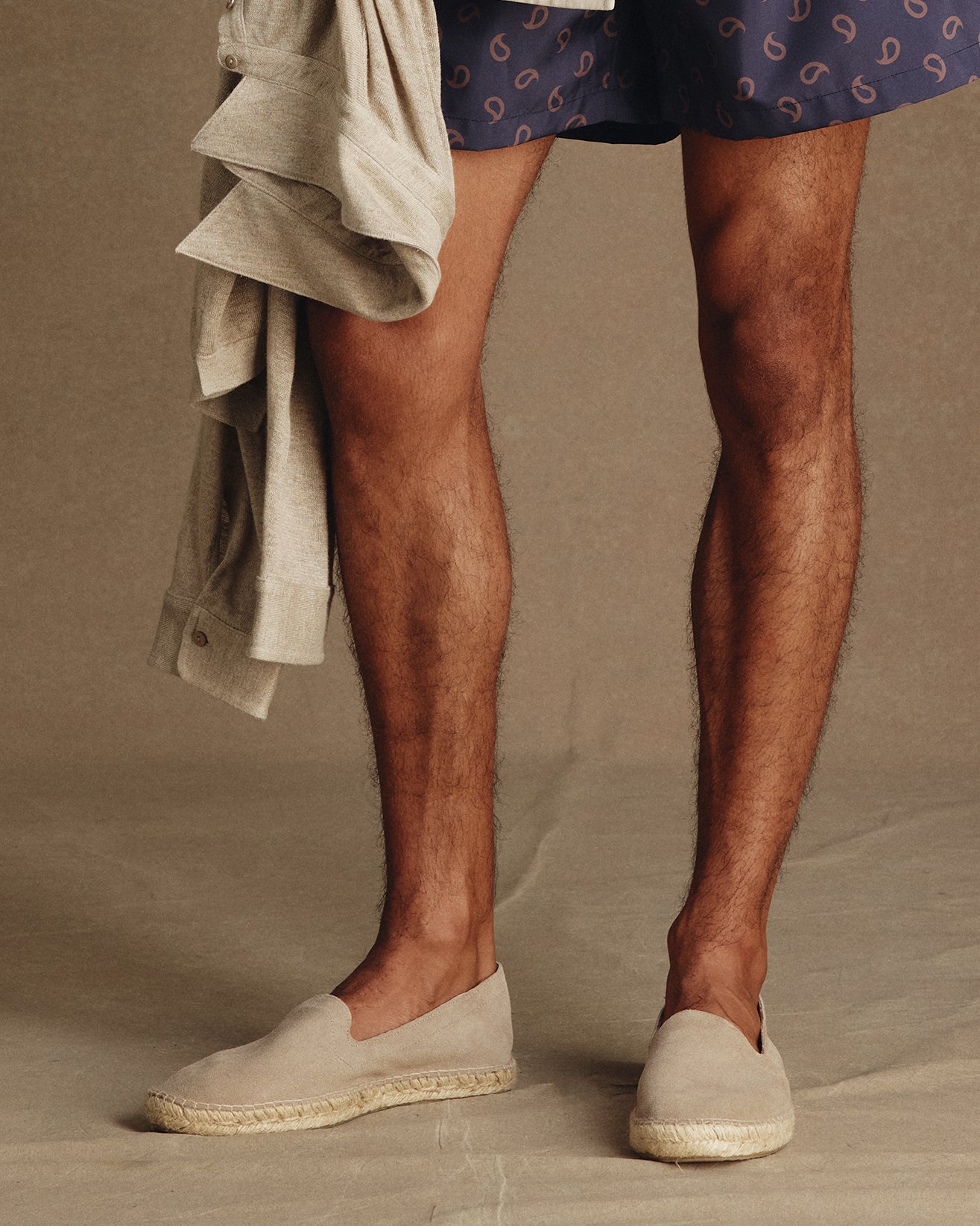 Suede Tonal Espadrille - Stone