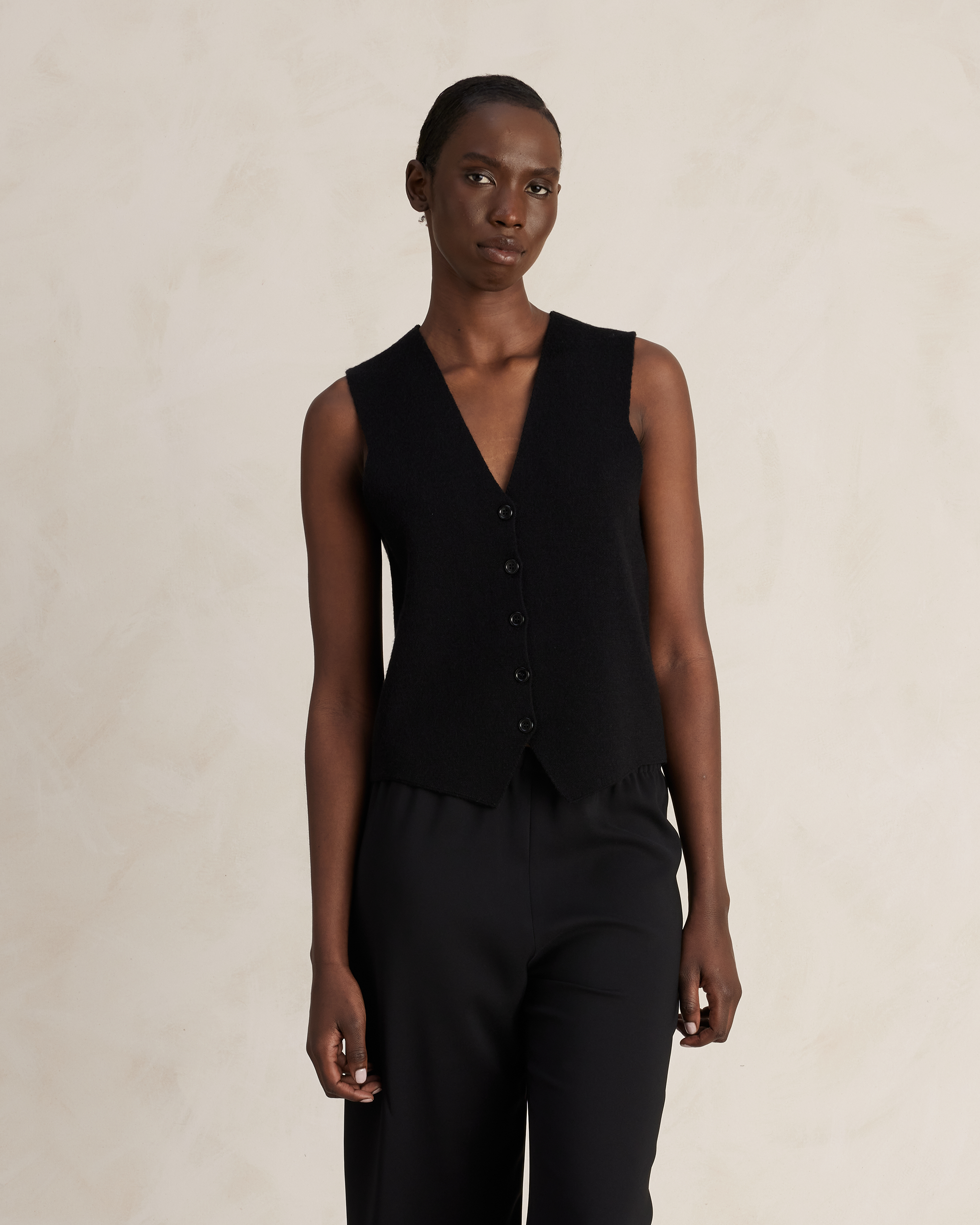 Merino Knit Waistcoat - Black