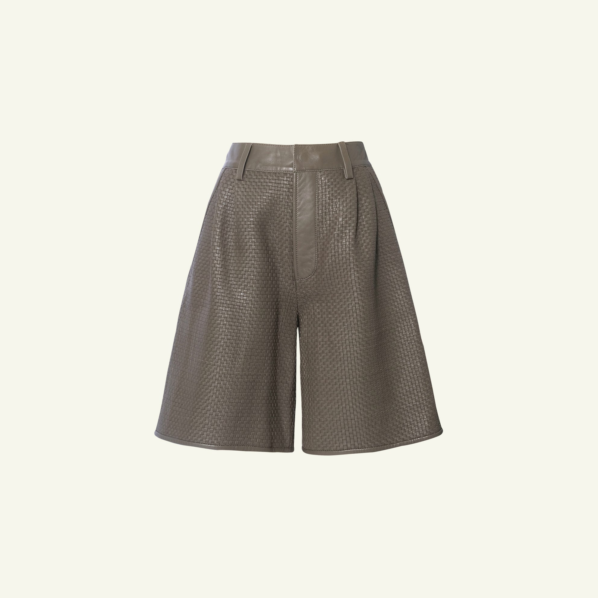 Delphine Leather Shorts - Taupe