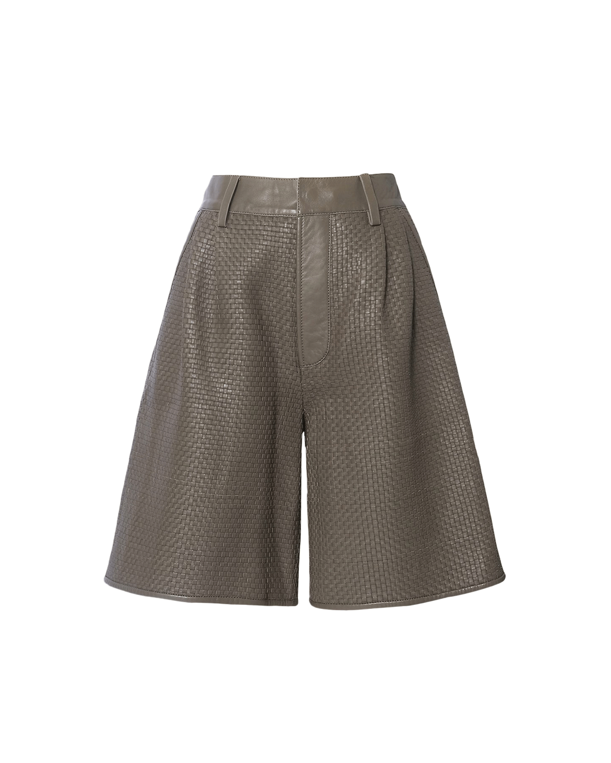 Delphine Leather Shorts - Taupe