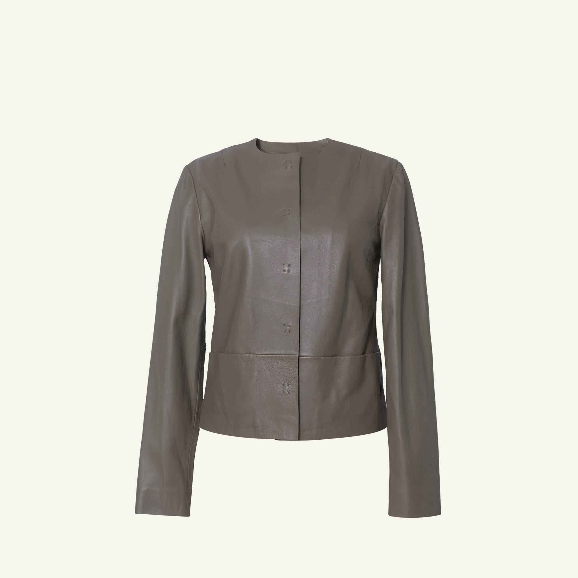 Marina Leather Jacket - Taupe